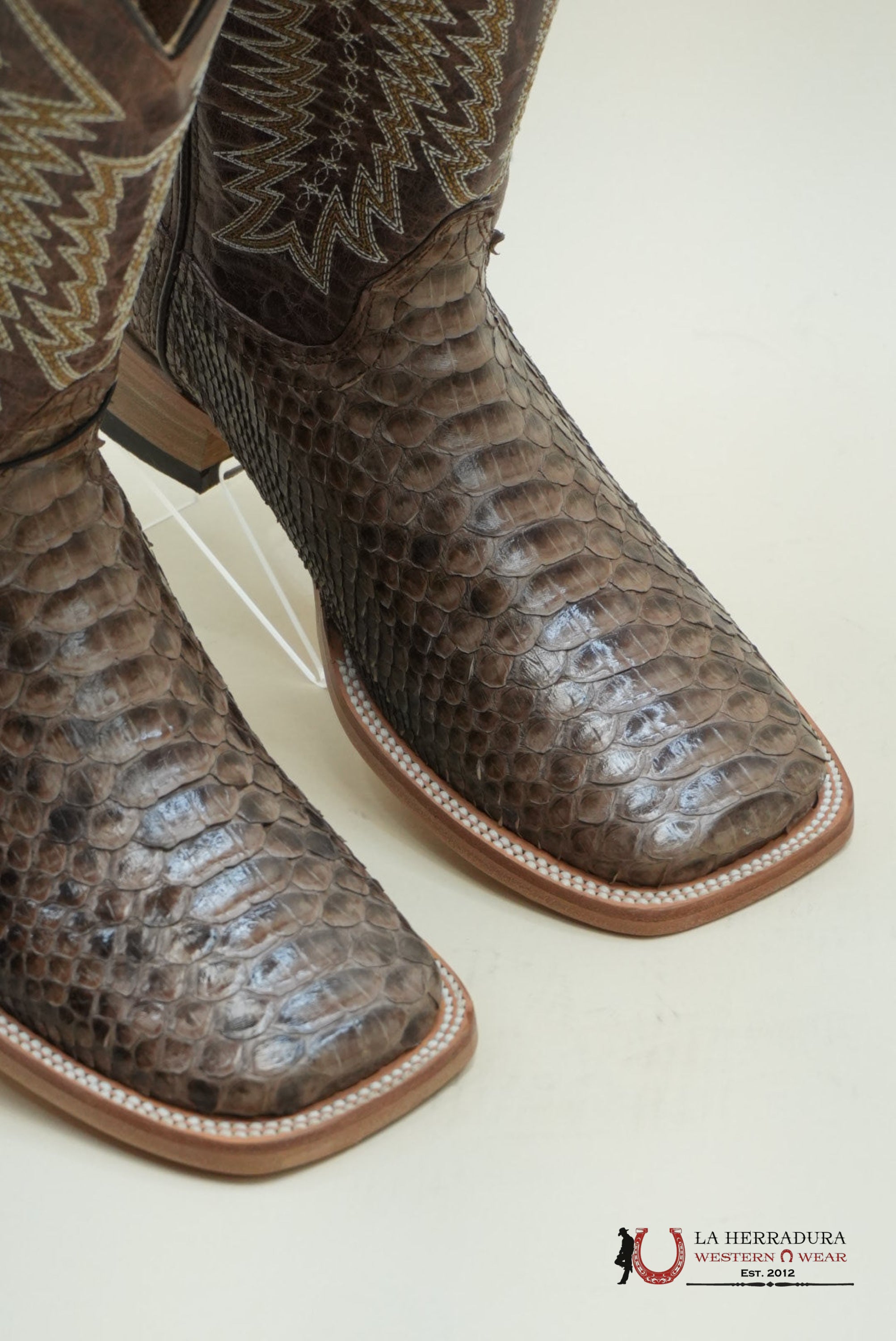 LA HERRADURA WESTERN WEAR PYTHON CAFE VIDRIADO CAFÉ PENCAS BOOT BOTAS HOMBRES