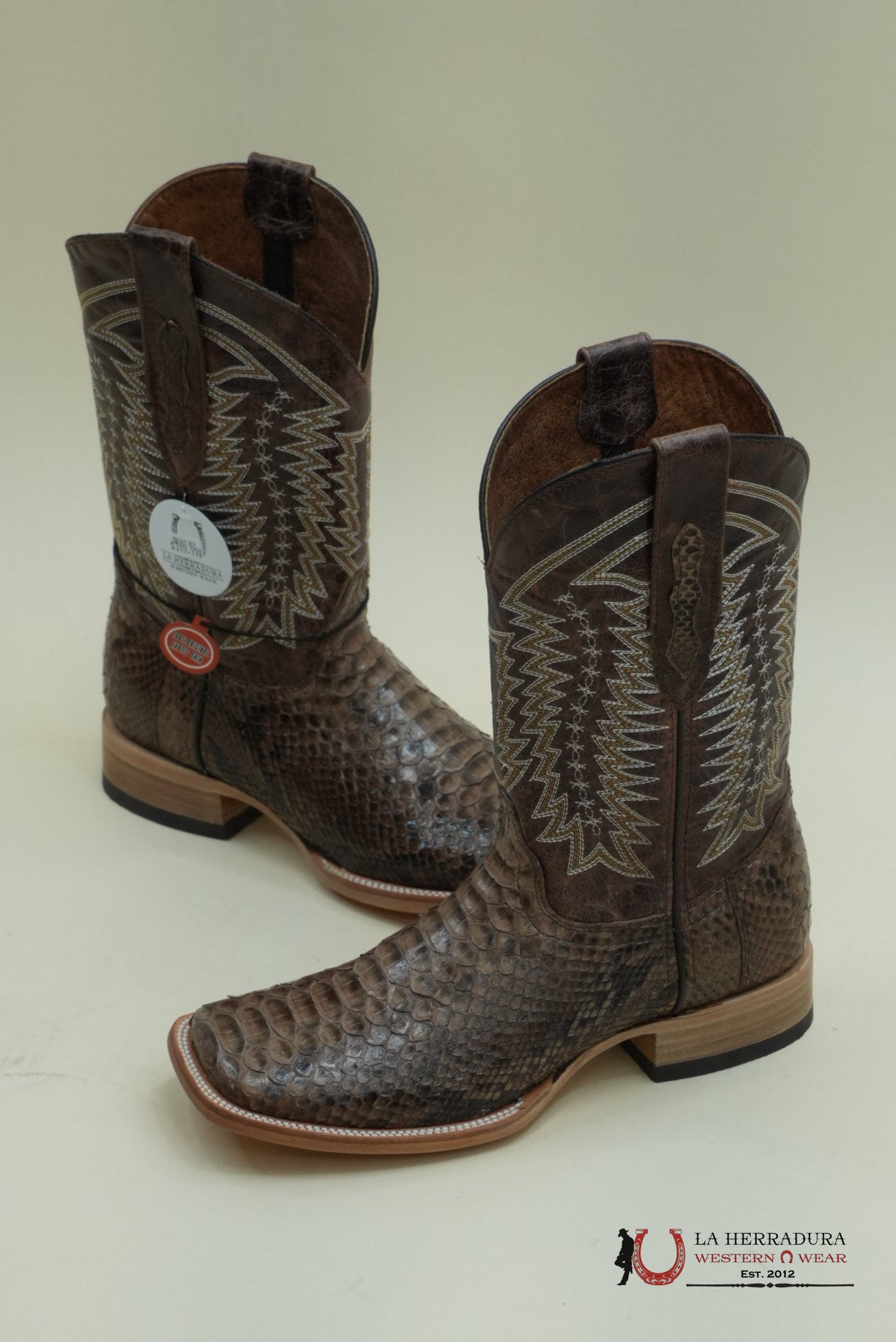 LA HERRADURA WESTERN WEAR PYTHON CAFE VIDRIADO CAFÉ PENCAS BOOT BOTAS HOMBRES