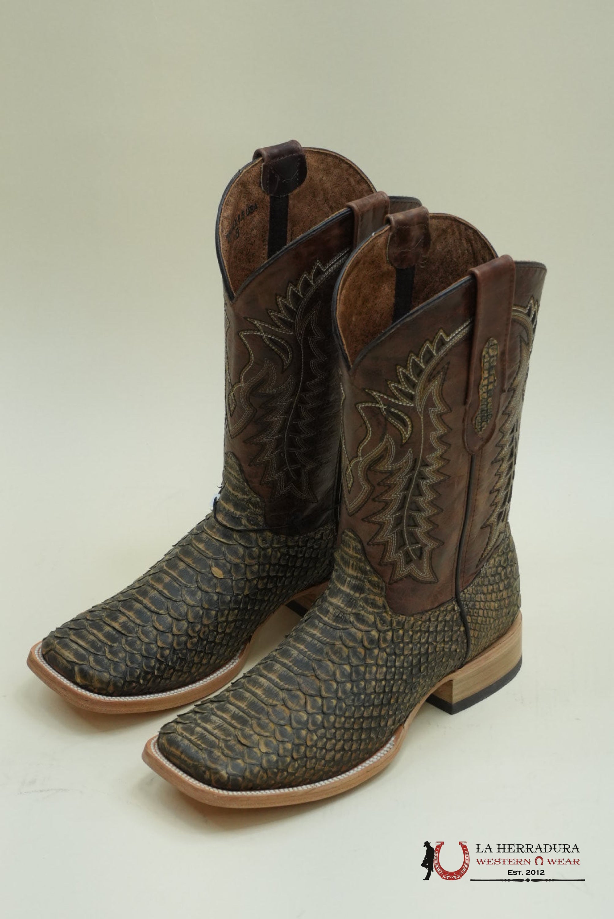LA HERRADURA WESTERN WEAR PYTHON UMBER APACHE BOOTS BOTAS HOMBRES