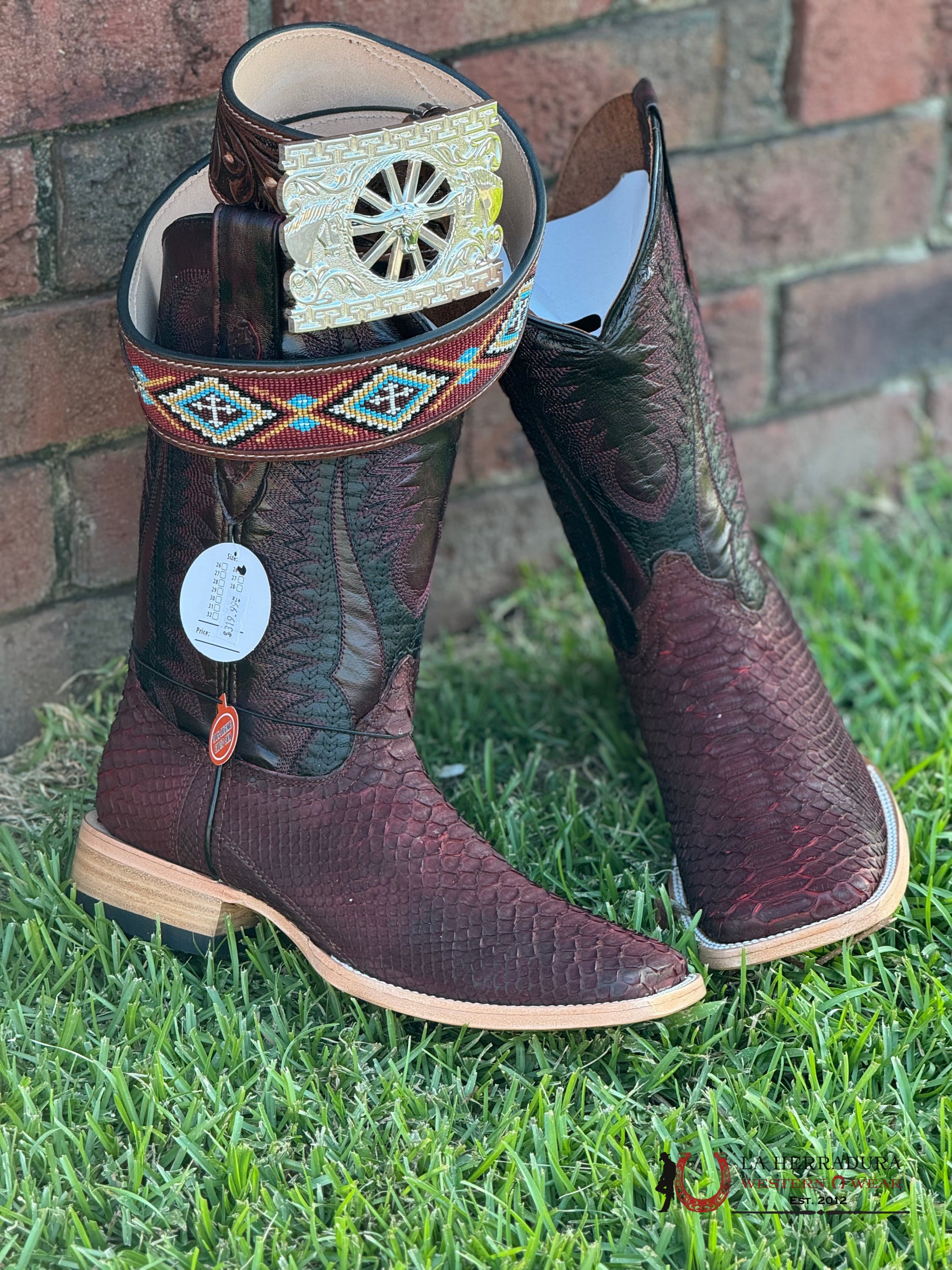 La Herradura Western Wear Python Nobuck Rojo Negro Boots Botas Hombres