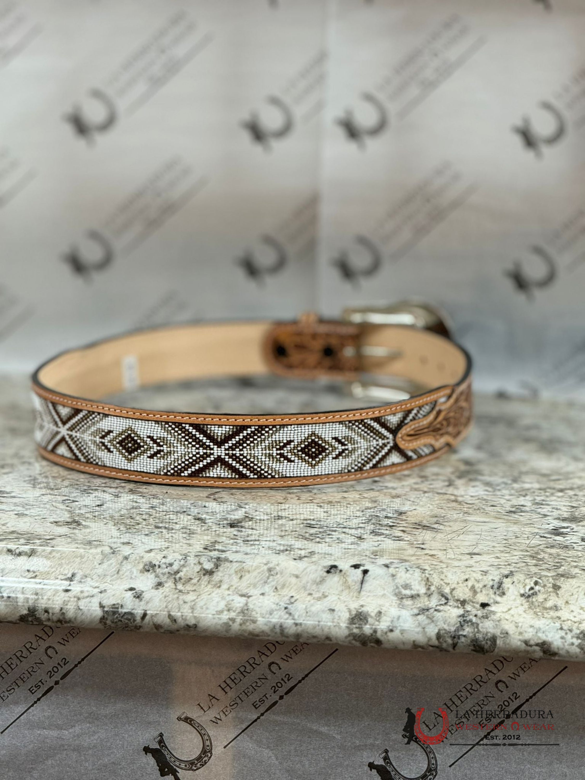 La Herradura Light Aztec Beaded Belt Cinturones Hombres