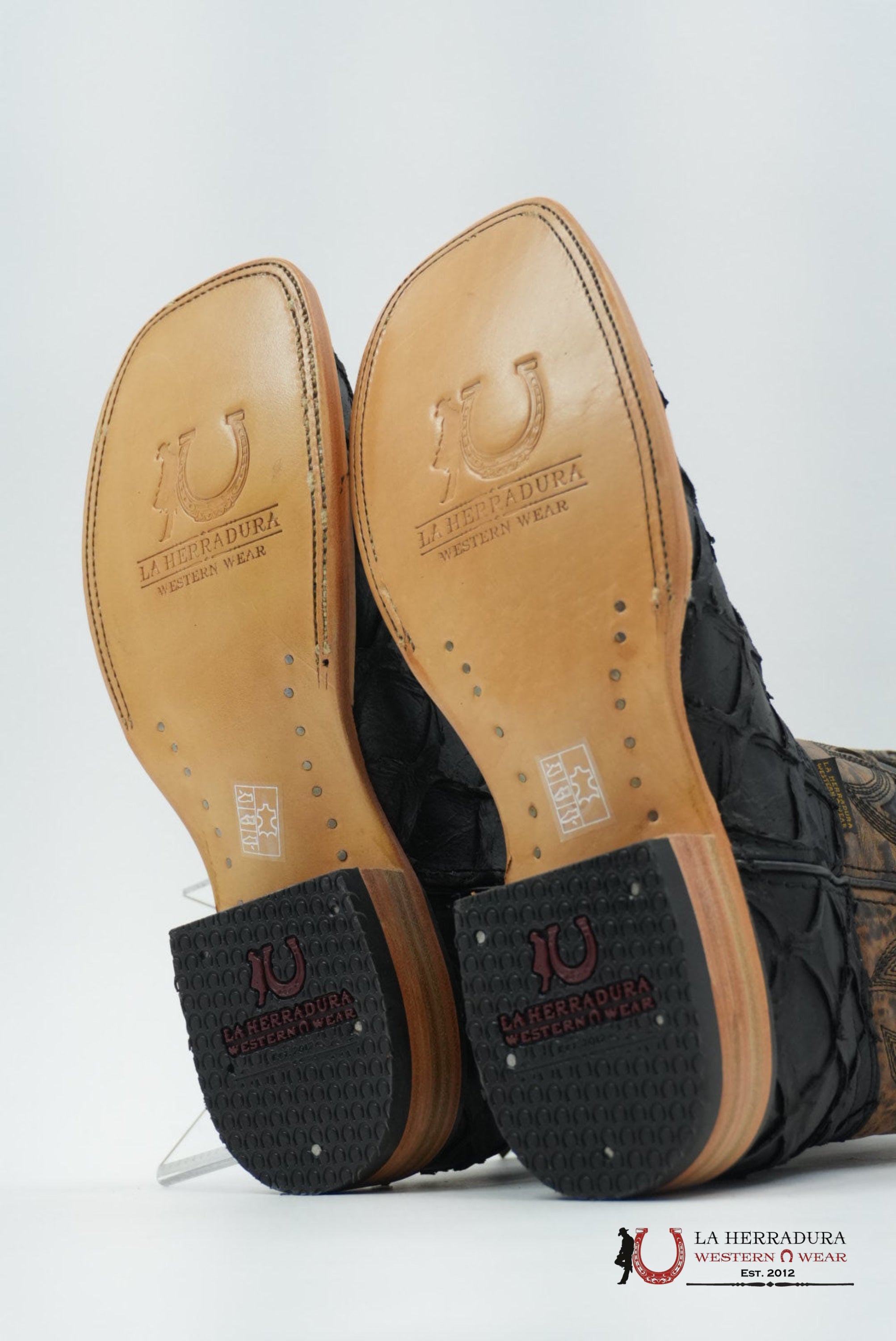 LA HERRADURA MENS PEZ CLON NEGRO MATTE SQUARE TOE BOTAS HOMBRES