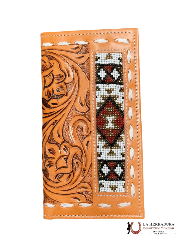 Billetera de hombre La Herradura color canela con diseño multicolor 10
