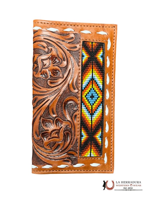 Cartera de hombre La Herradura color canela con diseño multicolor 5