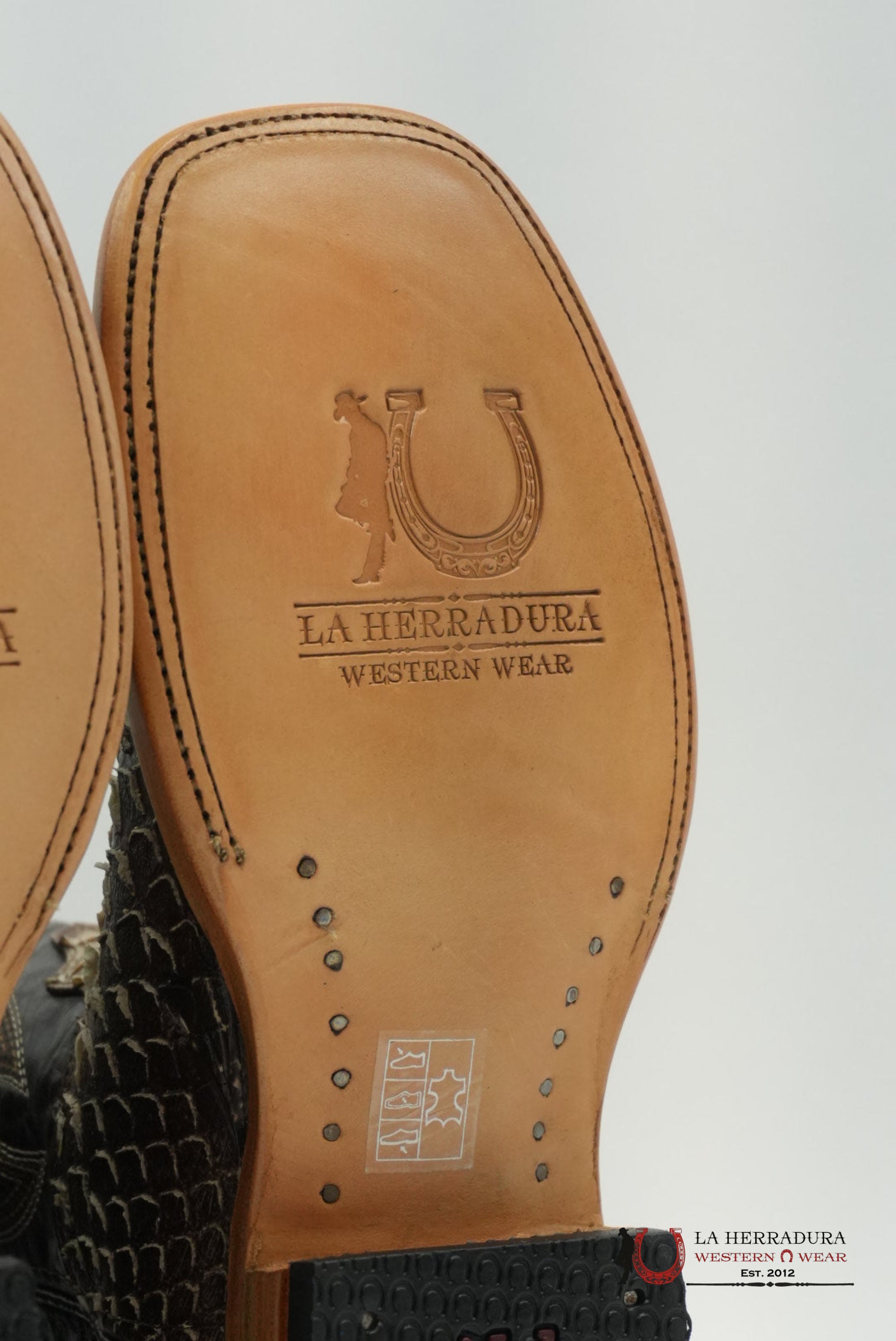 LA HERRADURA PITON CLON CAFE SOMBREADO SQUARE TOE BOTAS HOMBRES