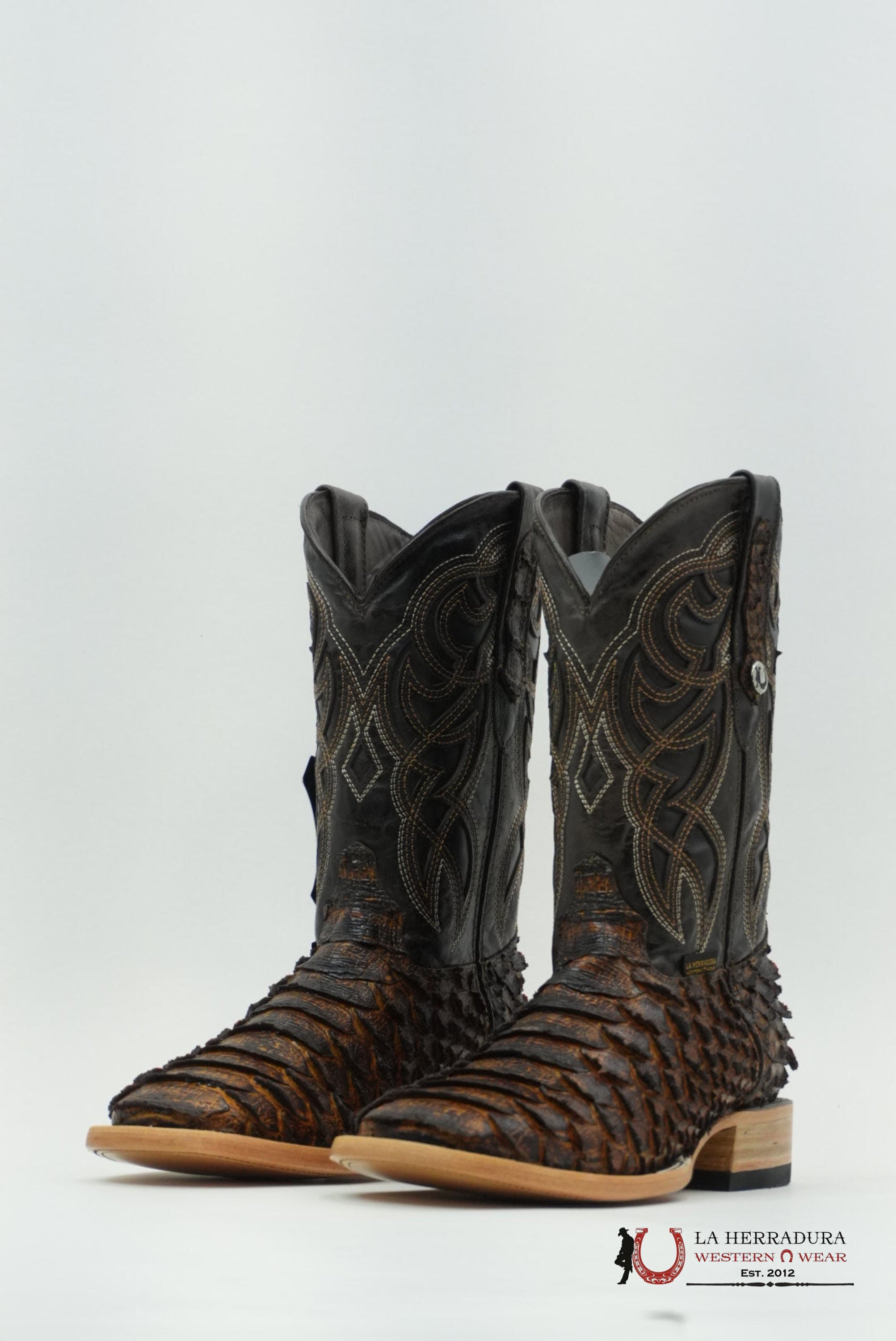 LA HERRADURA PITON CLON MEGA MIEL BRILLOSO SQUARE TOE BOTAS HOMBRES