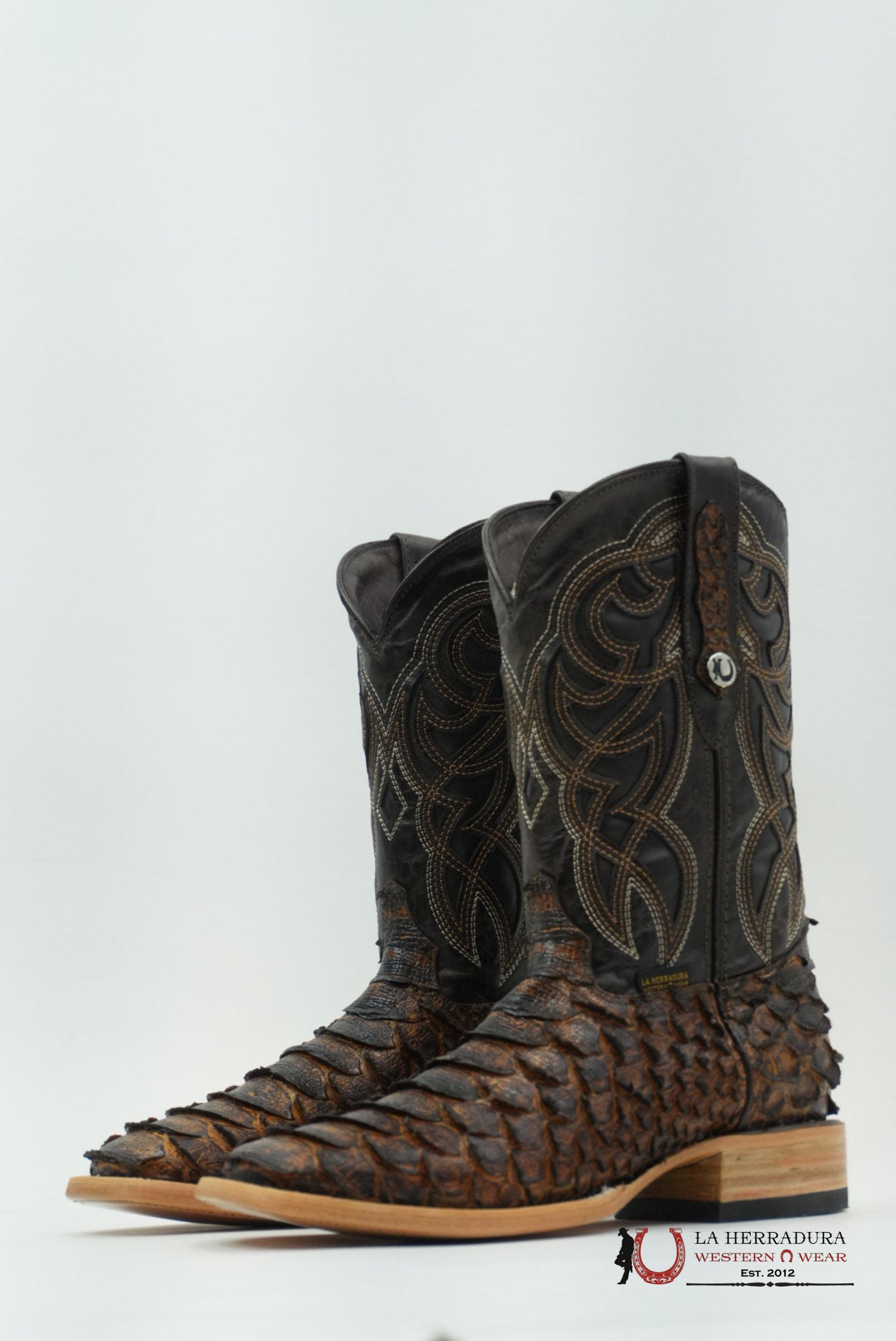 LA HERRADURA PITON CLON MEGA MIEL BRILLOSO SQUARE TOE BOTAS HOMBRES