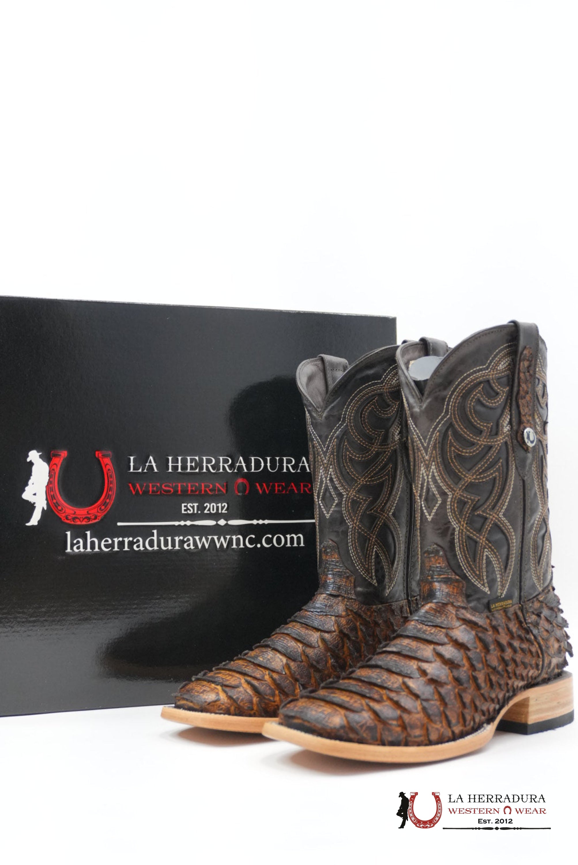 LA HERRADURA PITON CLON MEGA MIEL BRILLOSO SQUARE TOE BOTAS HOMBRES