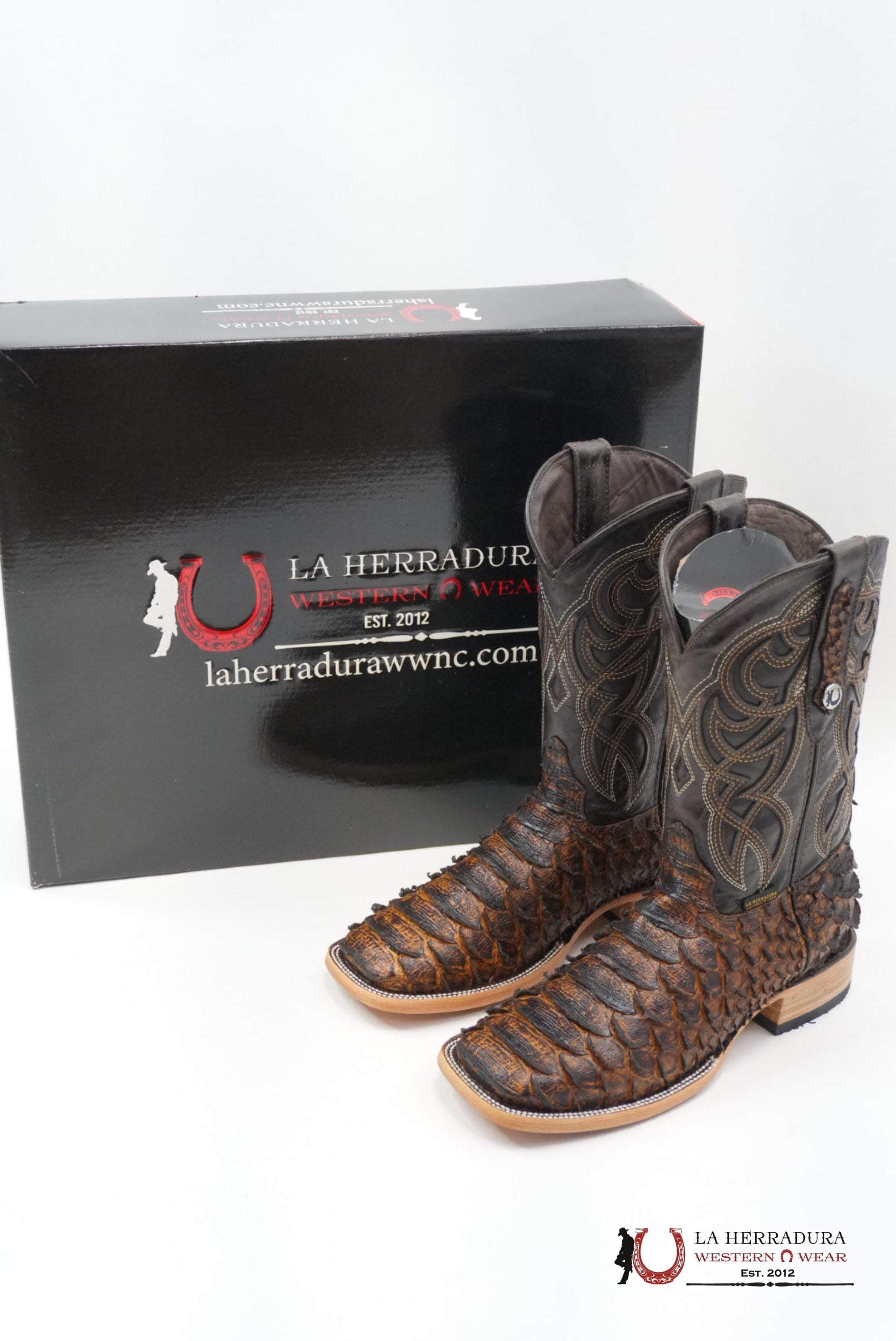 LA HERRADURA PITON CLON MEGA MIEL BRILLOSO SQUARE TOE BOTAS HOMBRES