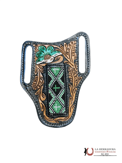 La Herradura Western Wear Black/Brown radge cover with green design 9
