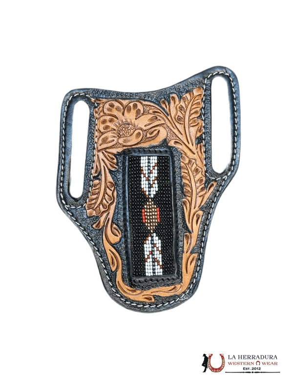 La Herradura Western Wear Funda negra/tan radge con diseño negro 13