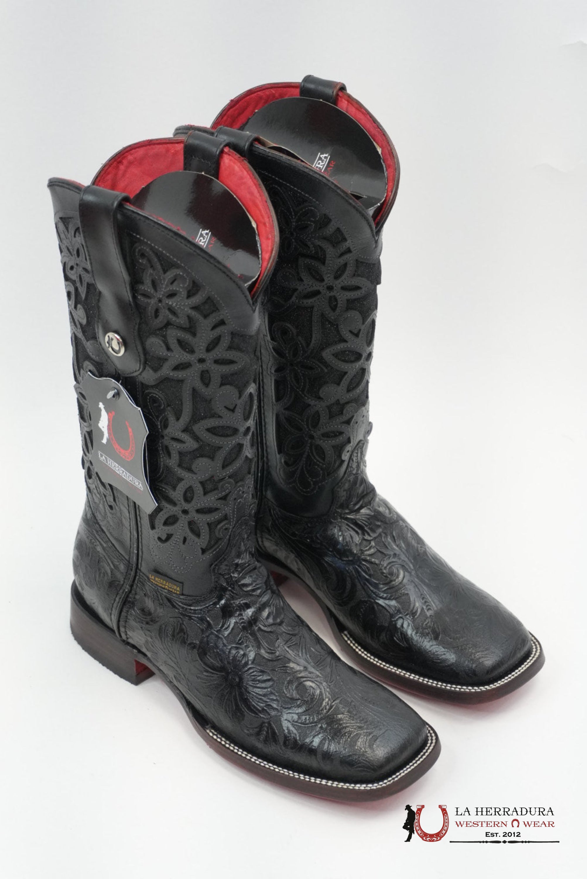 LA HERRADURA WOMEN ALMA CINCELADO NEGRO RED BOTTOM BOTAS MUJERES