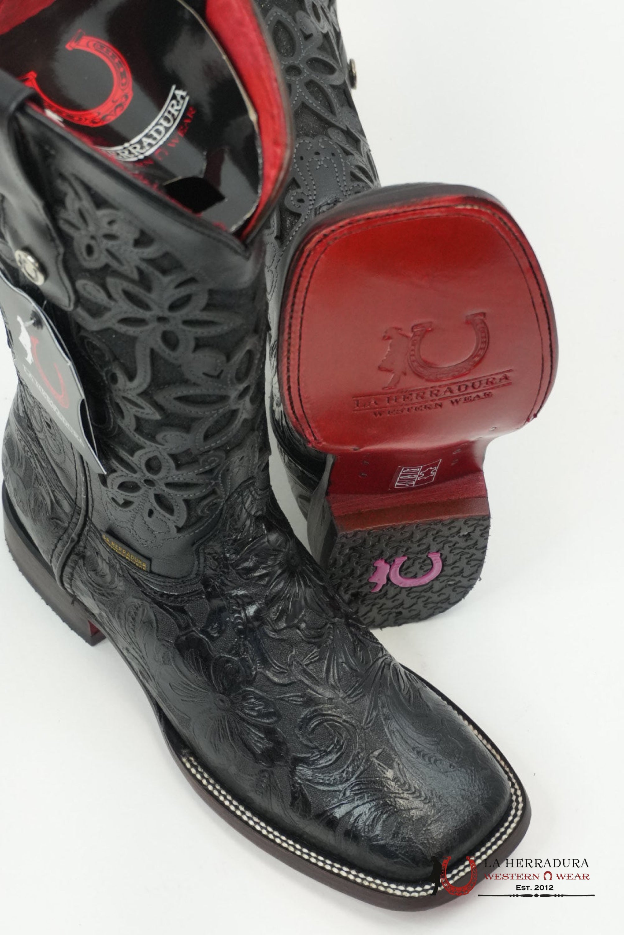 LA HERRADURA WOMEN ALMA CINCELADO NEGRO RED BOTTOM BOTAS MUJERES