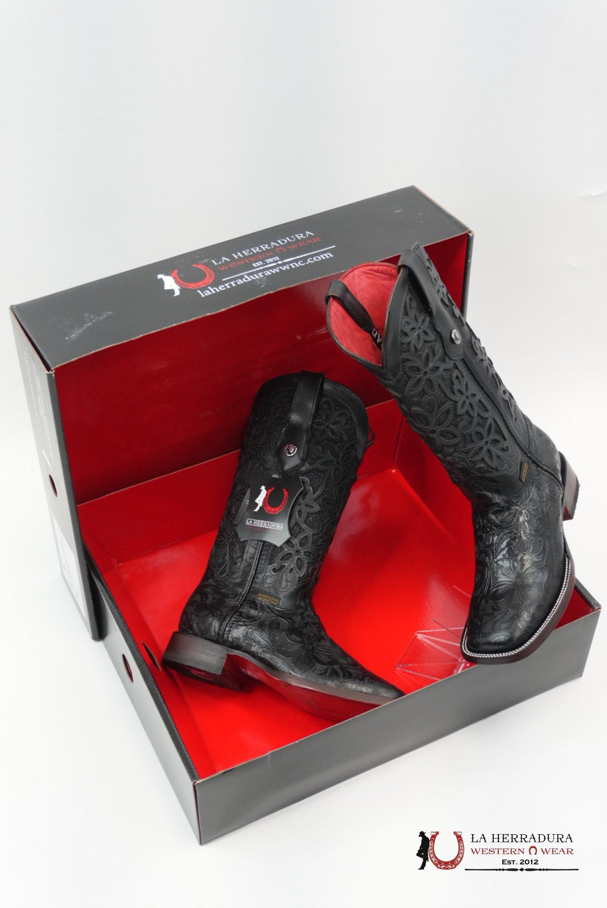 LA HERRADURA WOMEN ALMA CINCELADO NEGRO RED BOTTOM BOTAS MUJERES