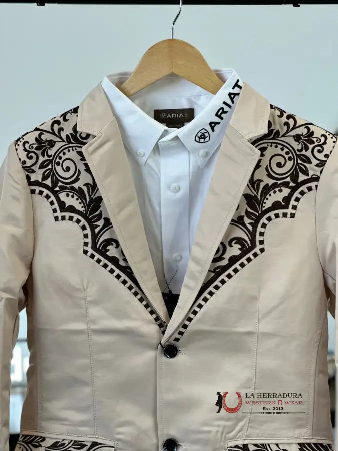 Lamasini Beige Brown Embroidered Blazer 2850 Ropa Hombres