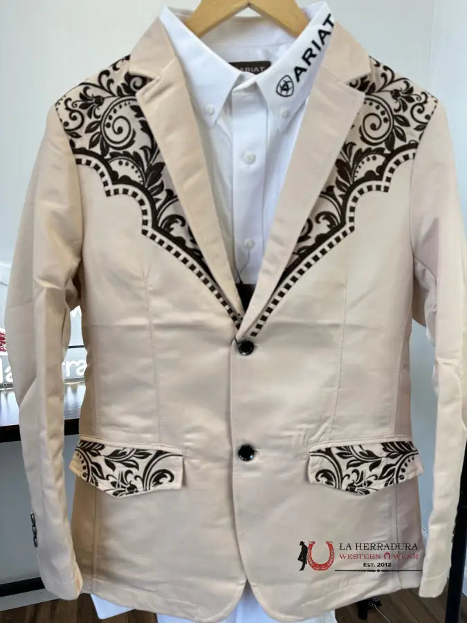 Lamasini Beige Brown Embroidered Blazer 2850 Ropa Hombres