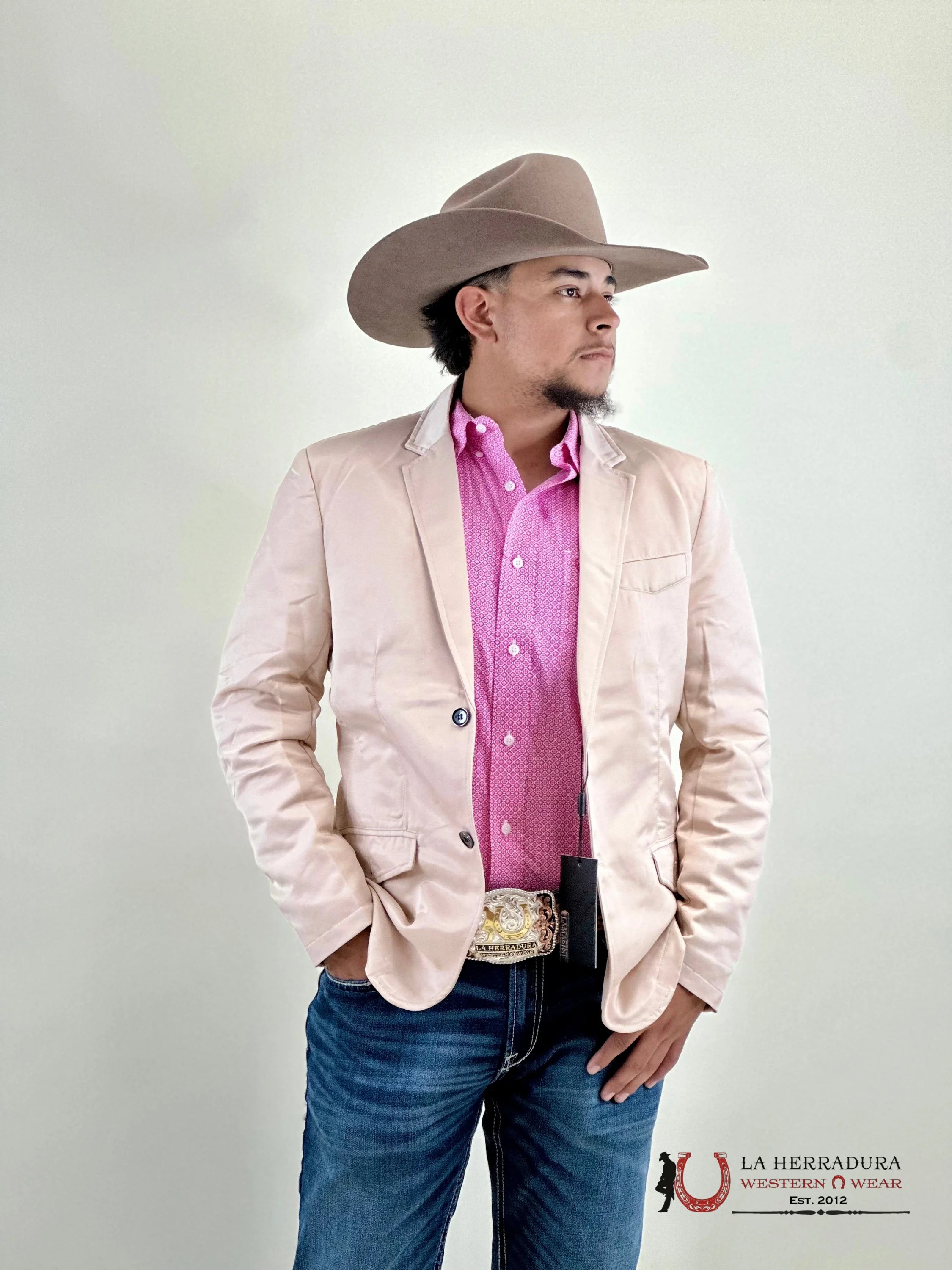 Lamasini Beige Smooth Liso Blazer Ropa Hombres