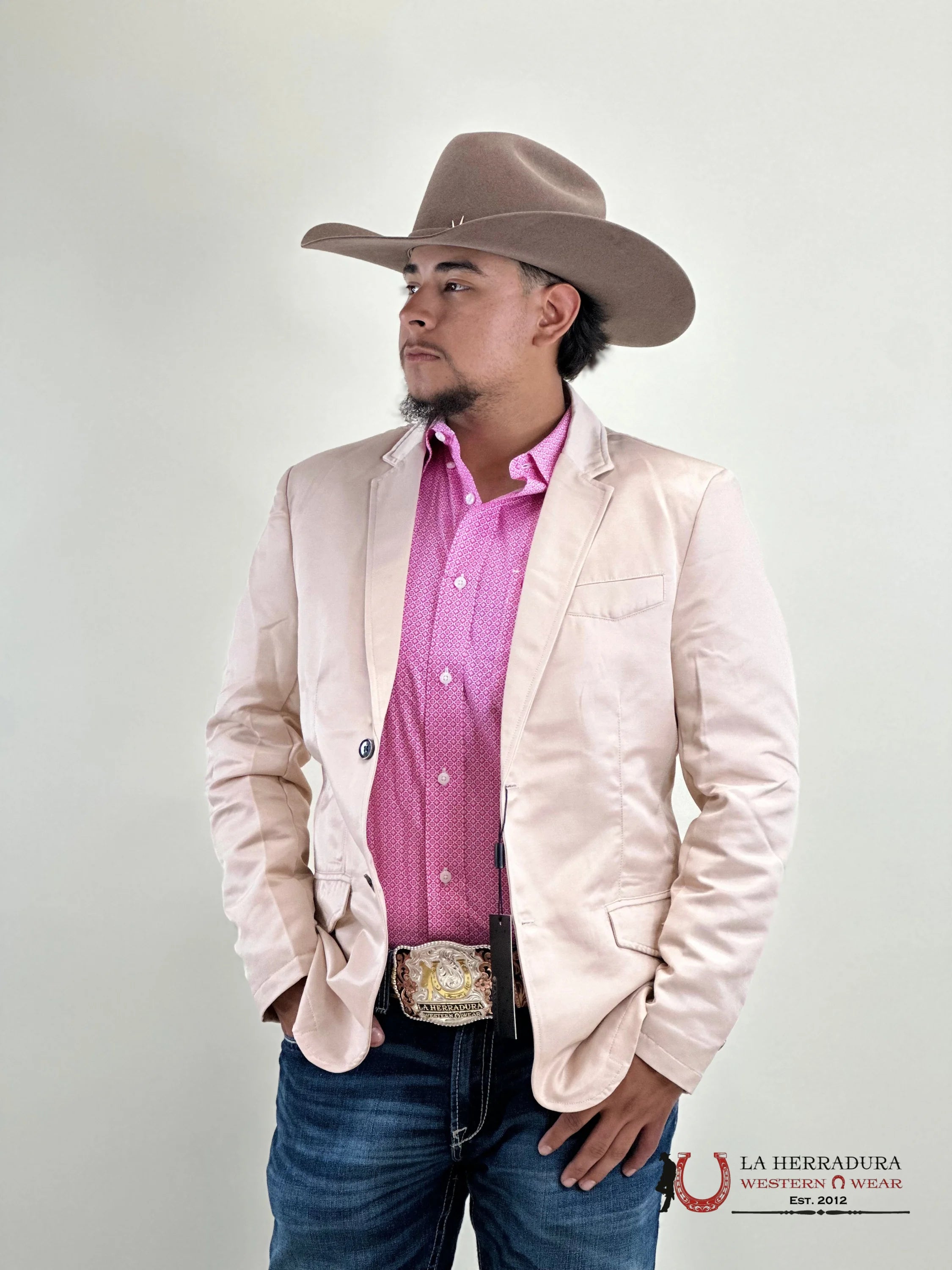 Lamasini Beige Smooth Liso Blazer Ropa Hombres