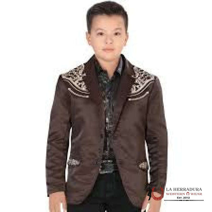 LAMASINI BOYS BROWN/KHAKI EMBROIDERED- LAM504