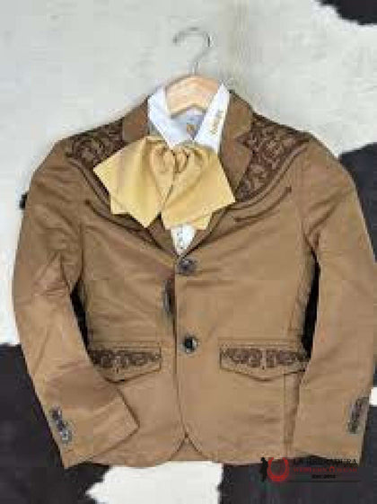 LAMASINI BOYS MUSTARD/BROWN EMBROIDERED- LAM504