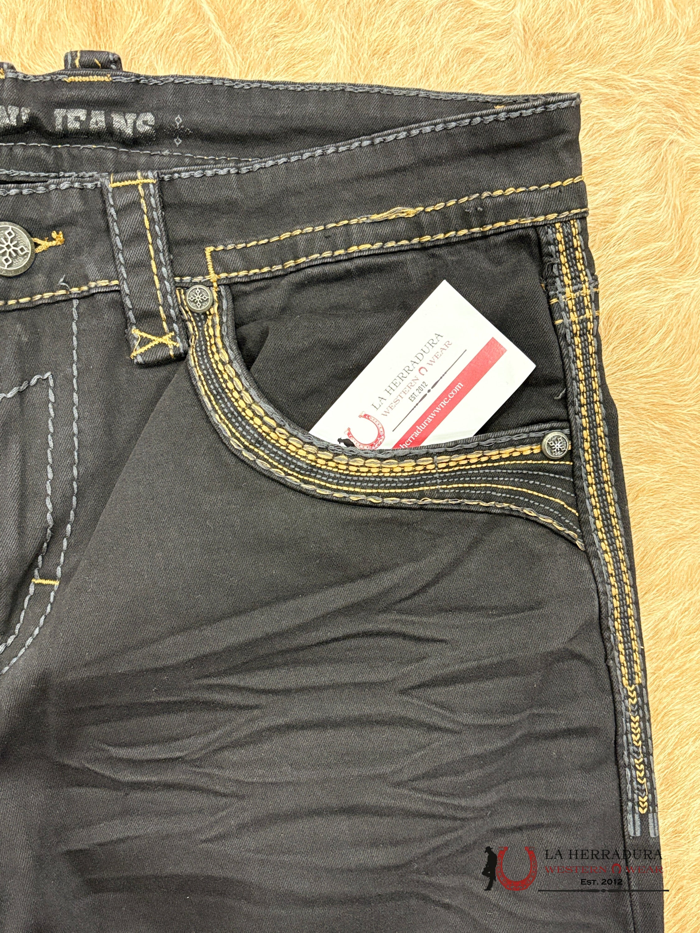 LAMASINI MENS JEANS JET BLACK-LAM1861 ROPA HOMBRES