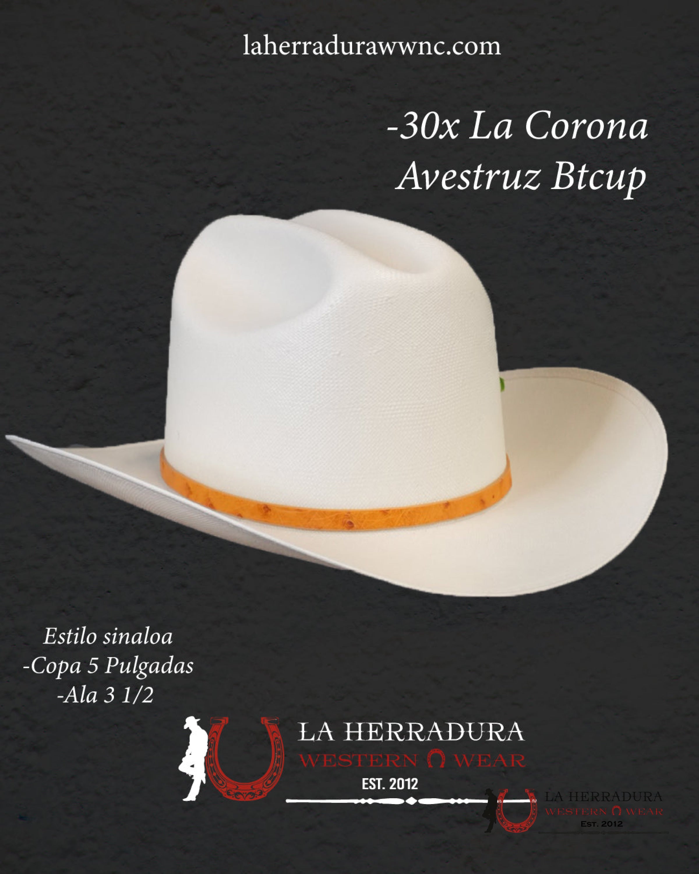 Larry Mahan’s Straw Hats Corona Buttercup Orix Sinaloa Style 30X Copa alta TEJANA
