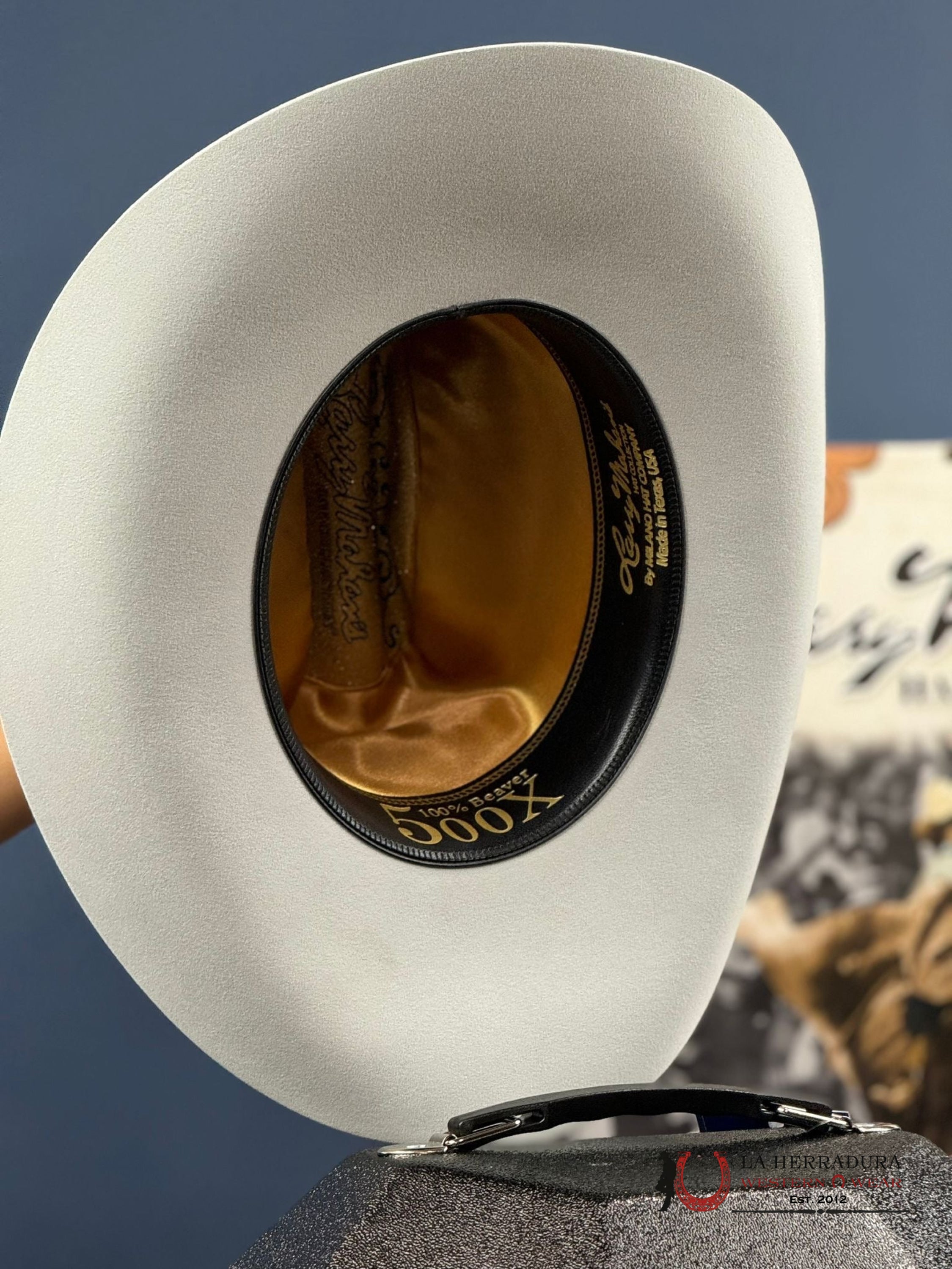 Larry Mahans 500X Superior Cowboy Felt Hat Platinum Tejana