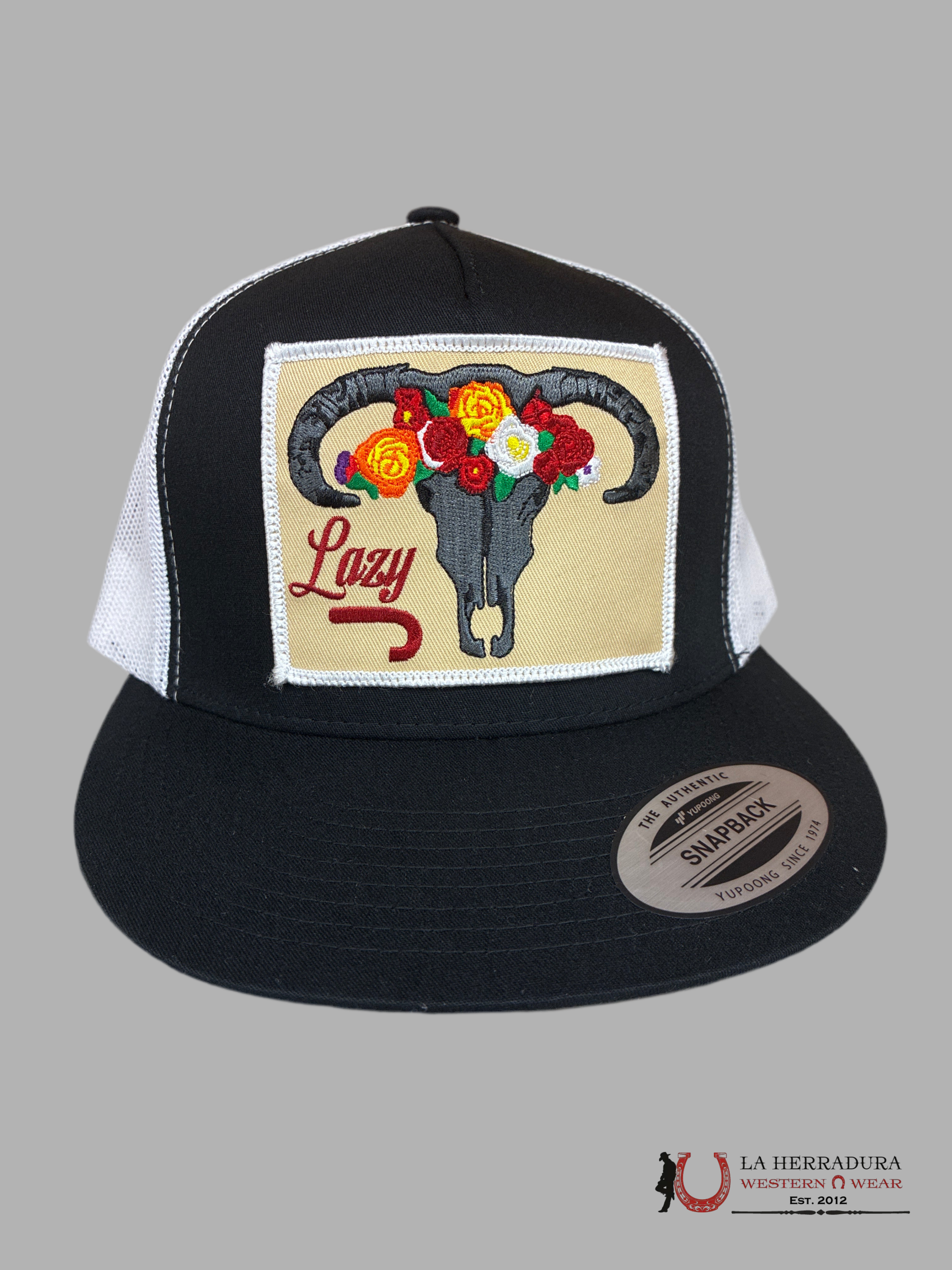 LAZY J CAPS BLACK AND TAN
