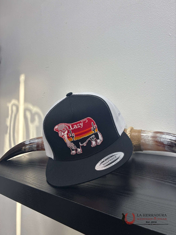 LAZY J CAPS BLACK style BULL RED 2.4