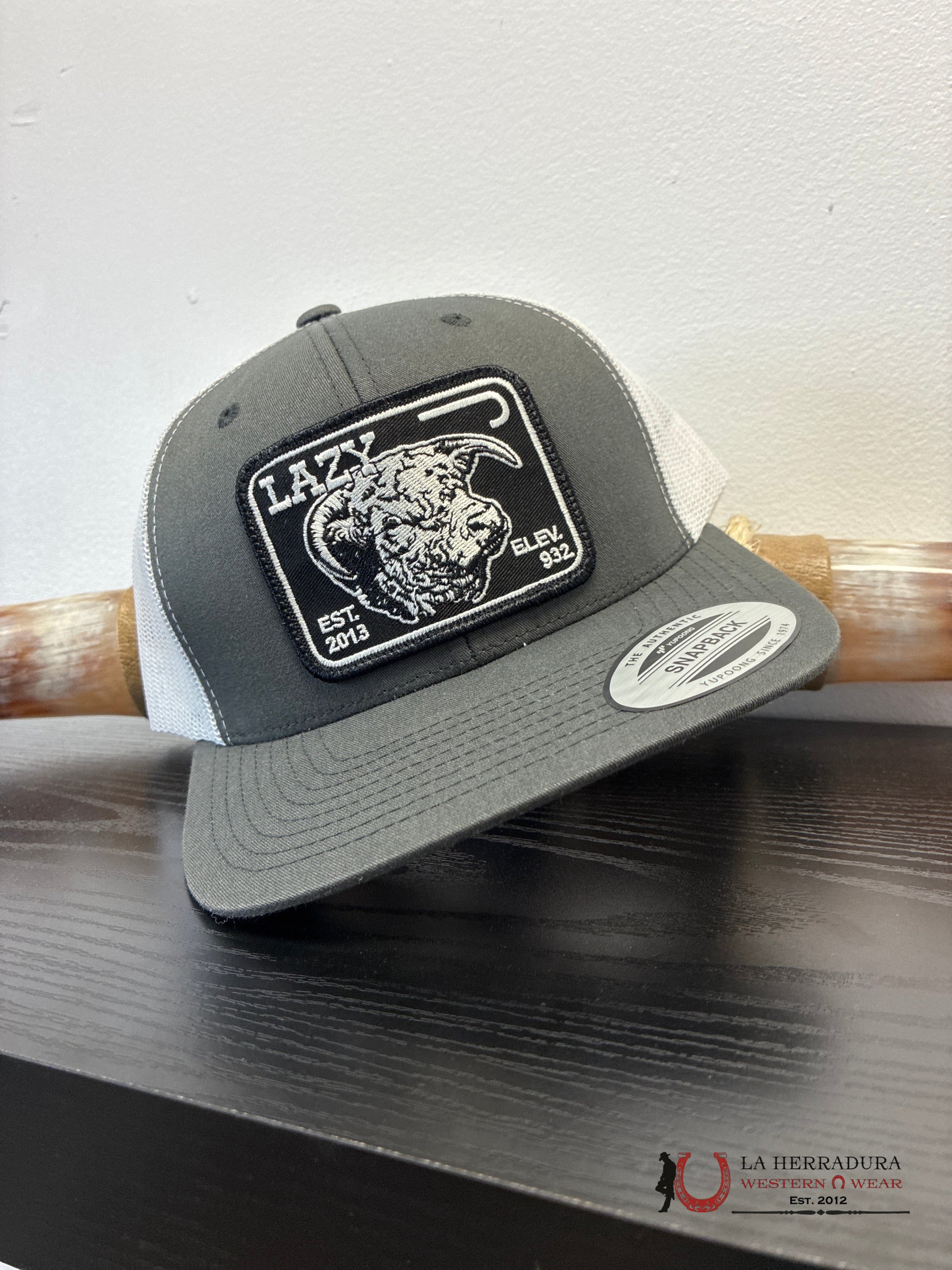 LAZY J CAPS GREY AND BLACK AND WHITE