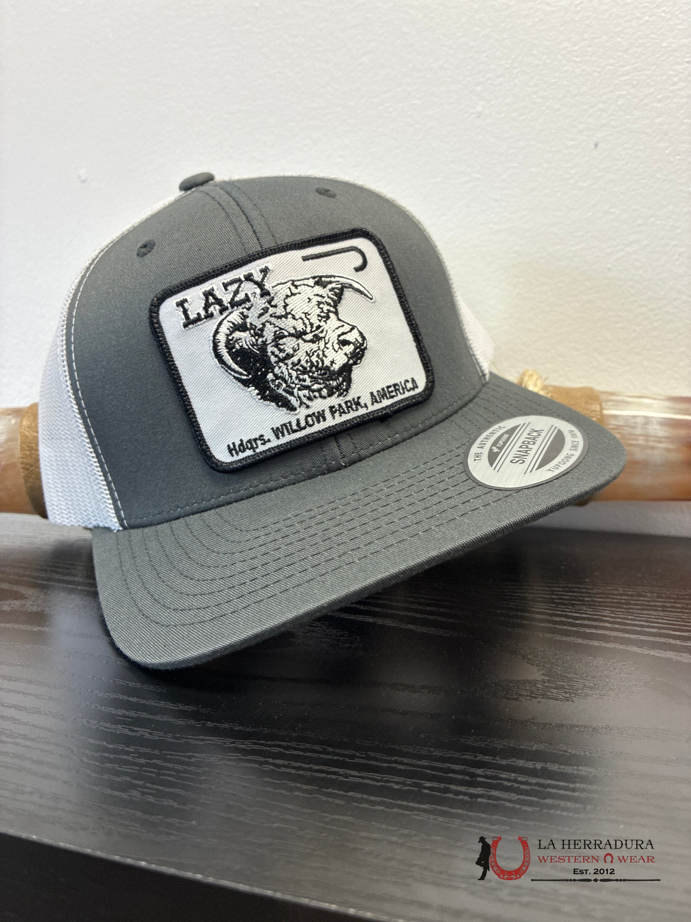 LAZY J CAPS GREY AND WHITE