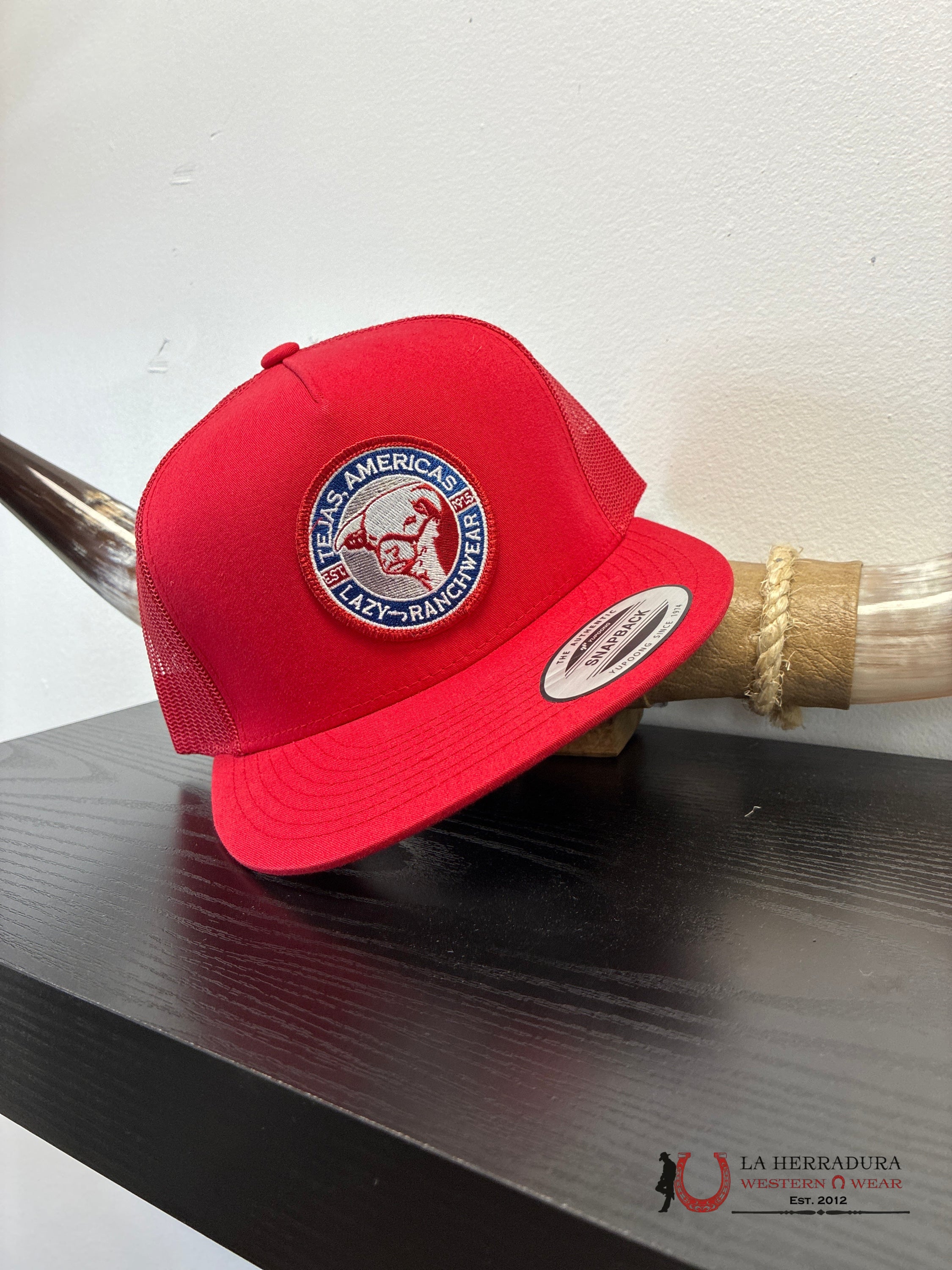 LAZY J CAPS RED 1915