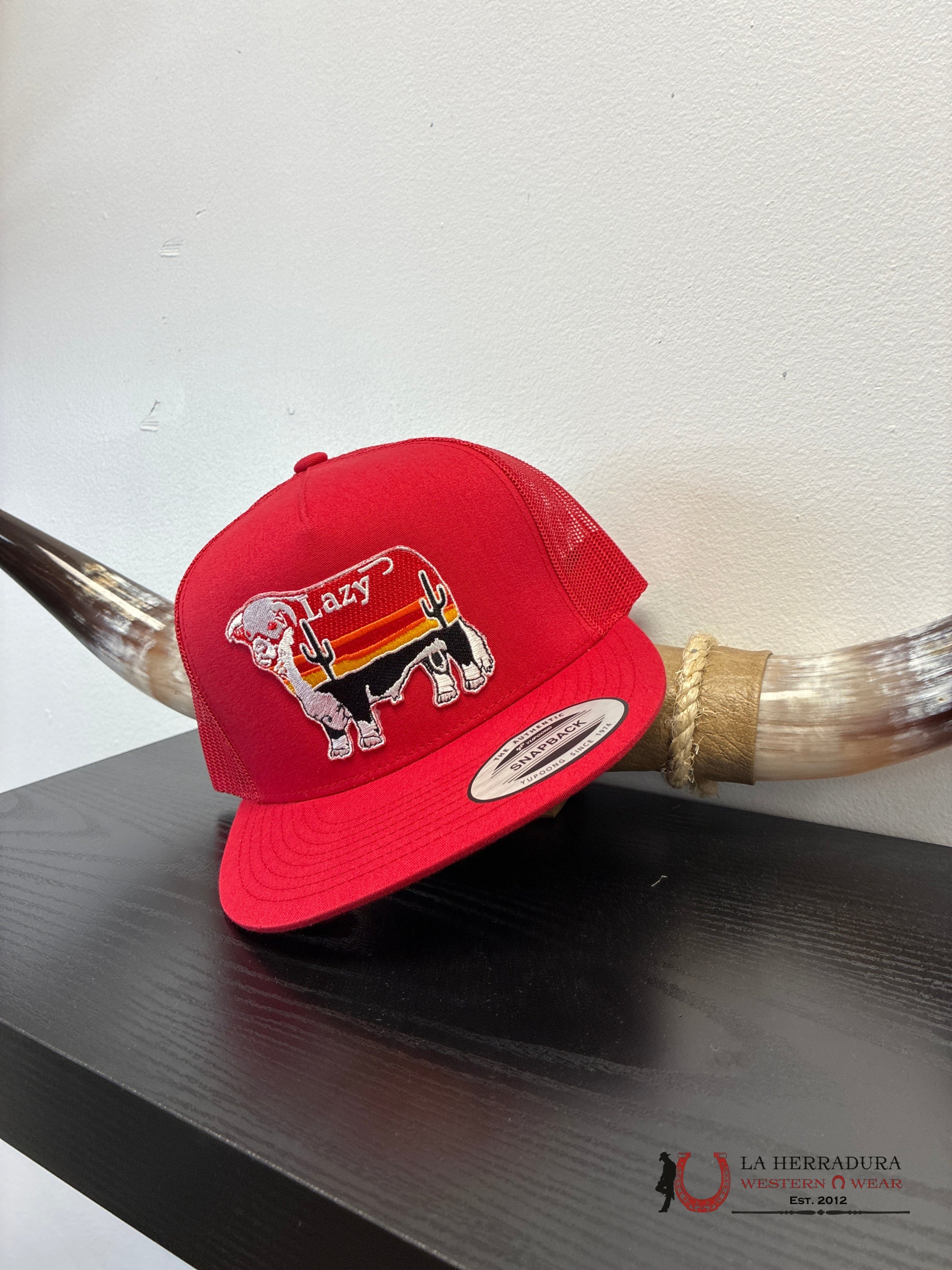 LAZY J CAPS RED AND BLACK BULL