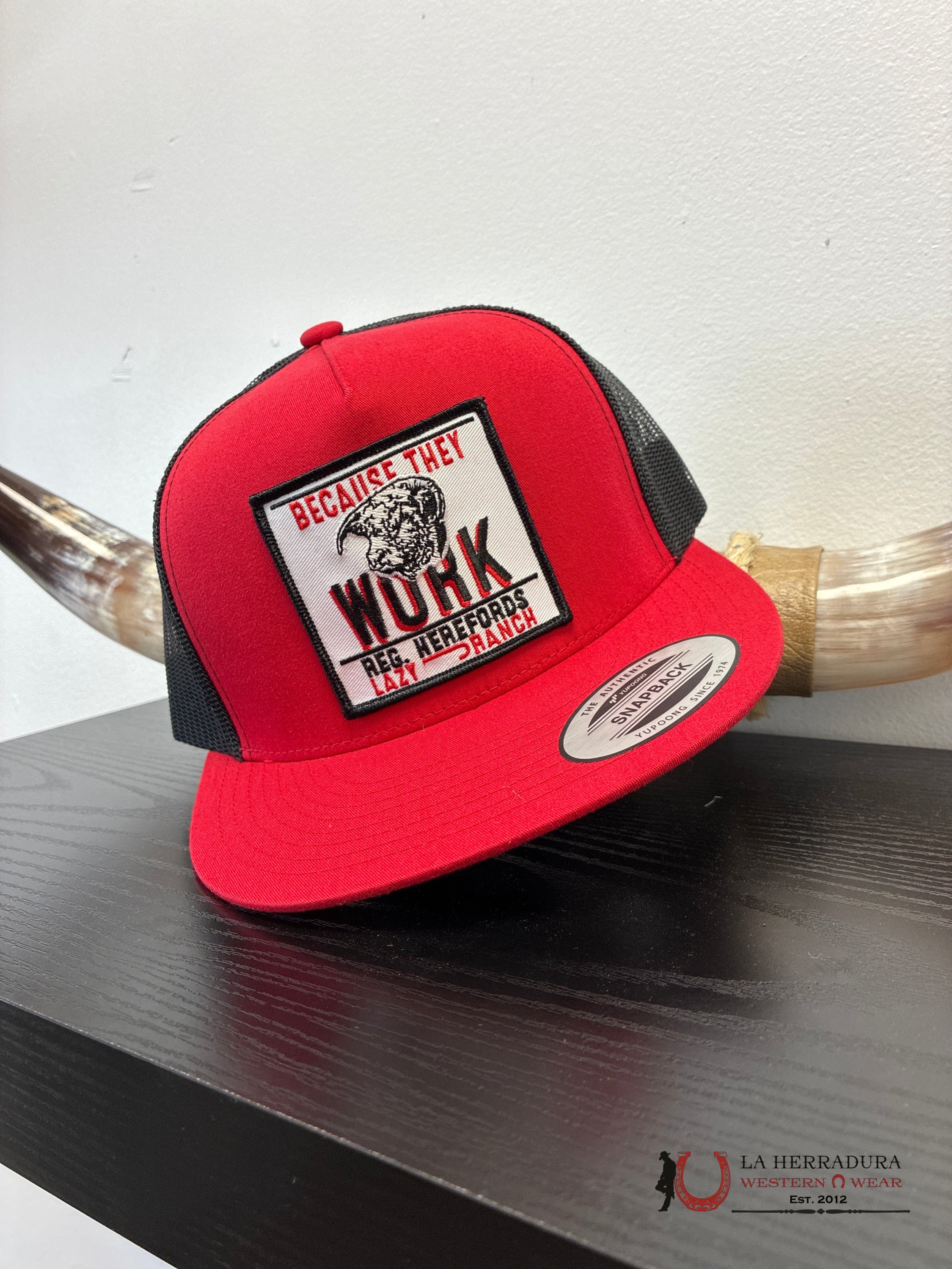 LAZY J CAPS RED BECAUSE THEY WORK