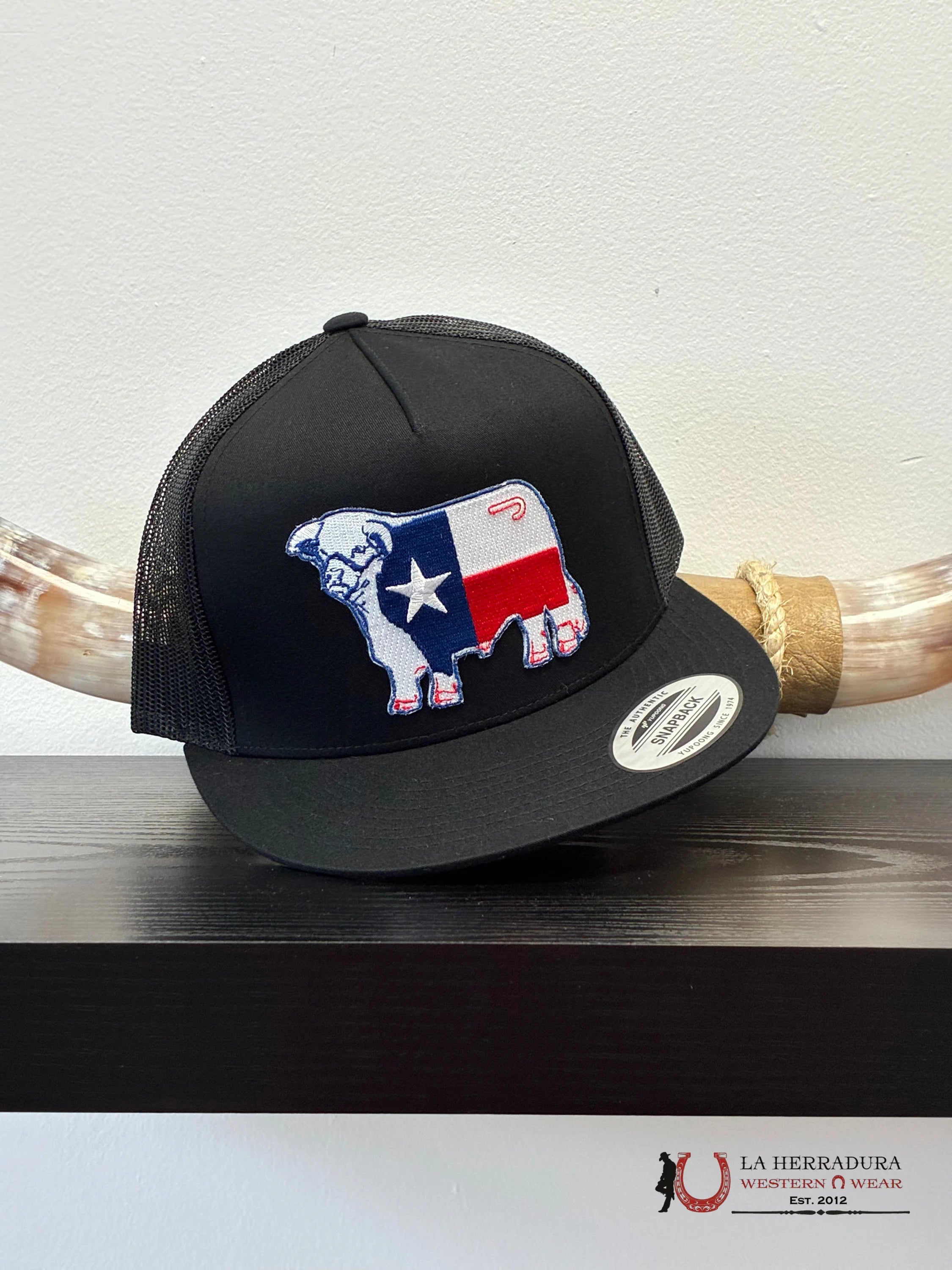 LAZY J CAPS TEXAS COLOR FLAG BLACK