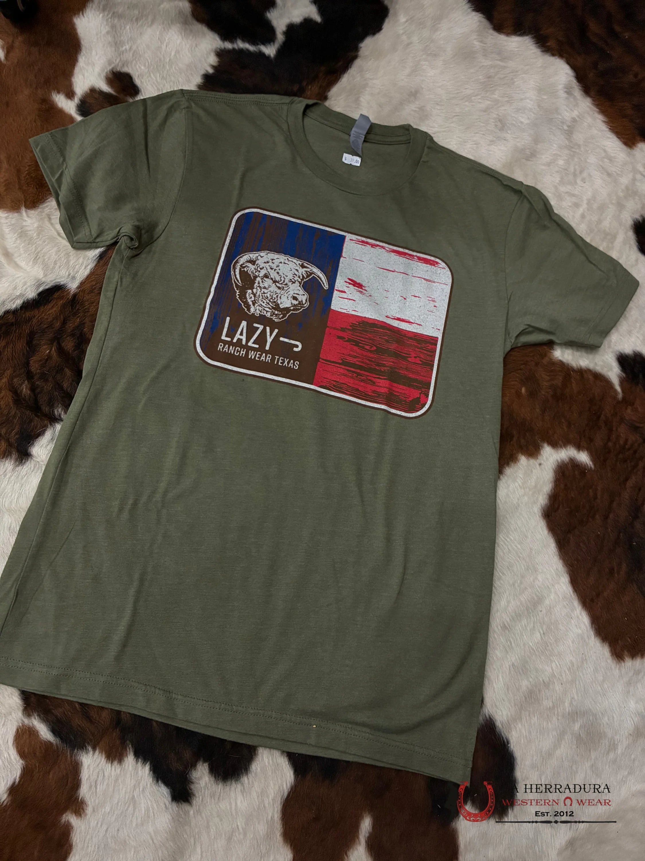 LAZY J RANCH OLIVE GREEN T SHIRT TEXAS ROPA HOMBRES