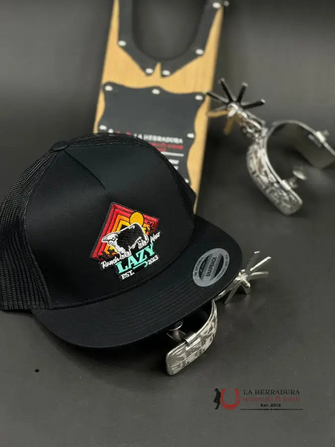 Lazy J Ranch Triangle Sunrise Black Cap Caps Mens Gorras Hombres