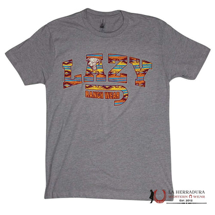 LAZY J RANCH TSHIRT GREY COLORFUL AZTEX