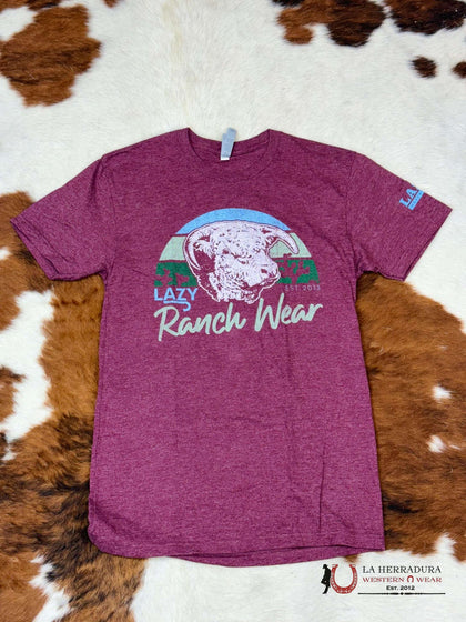 LAZY J RANCH WEAR SHORT SLEEVE MAROON T-SHIRT