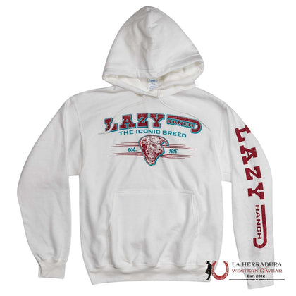 SUDADERA CON CAPUCHA BLANCA DE HOMBRE LAZY J RANCH 2004