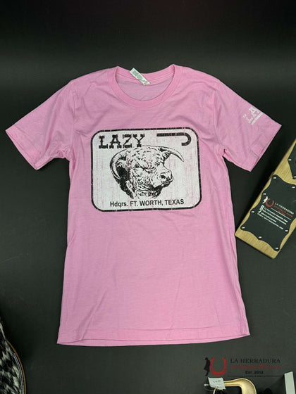 LAZY J RANCH WHITE LOGO PINK T-SHIRT