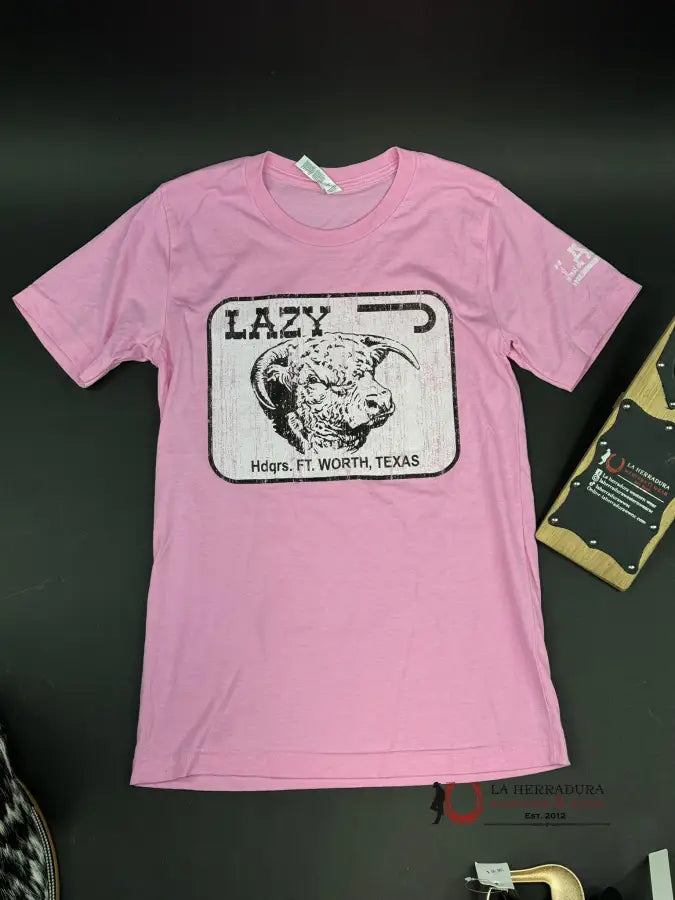 Lazy J Ranch White Logo Pink T-Shirt Ropa Hombres