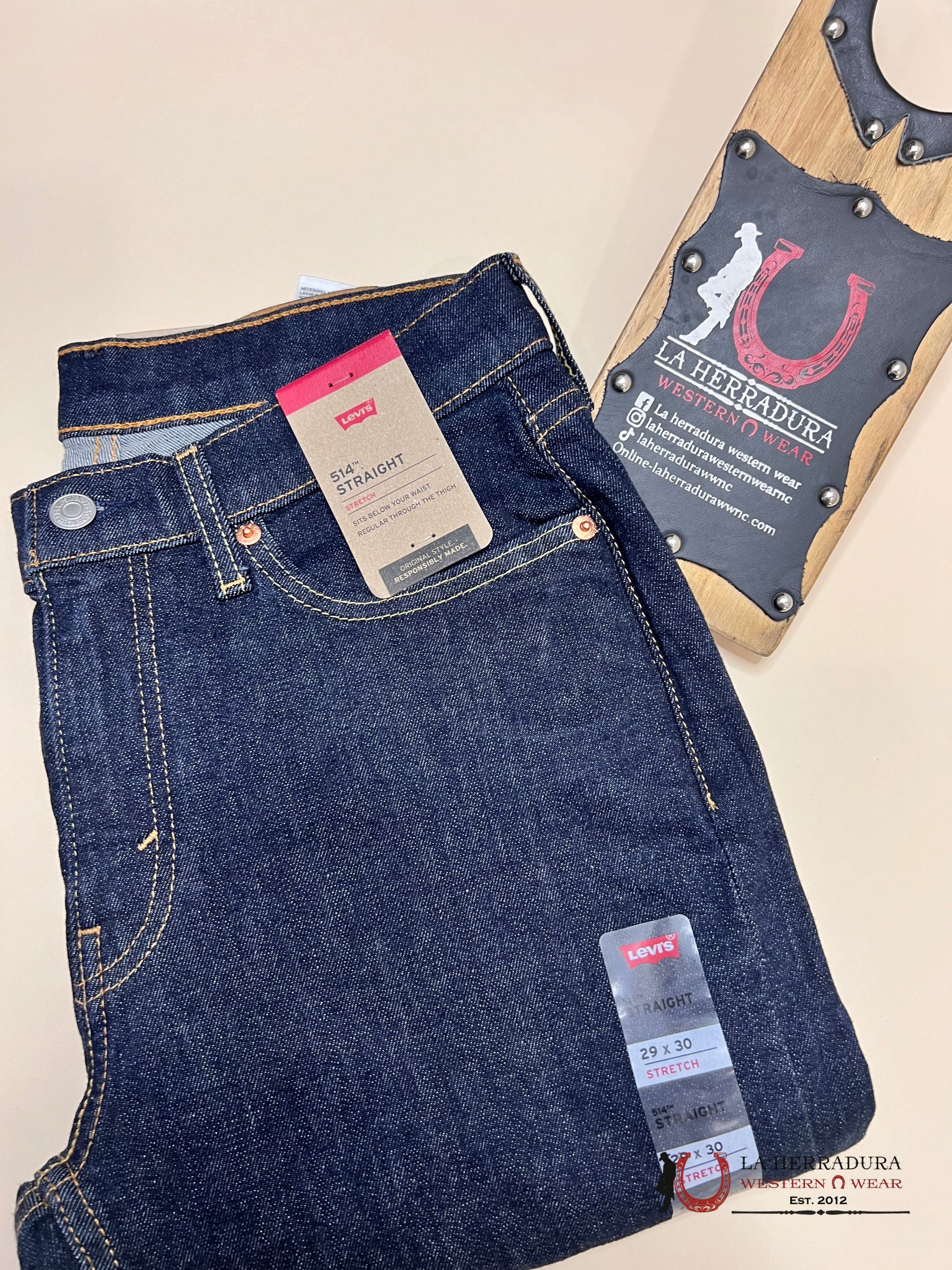 Levi's men's 514 Straight Stretch Jean- Navy Denim 005141325