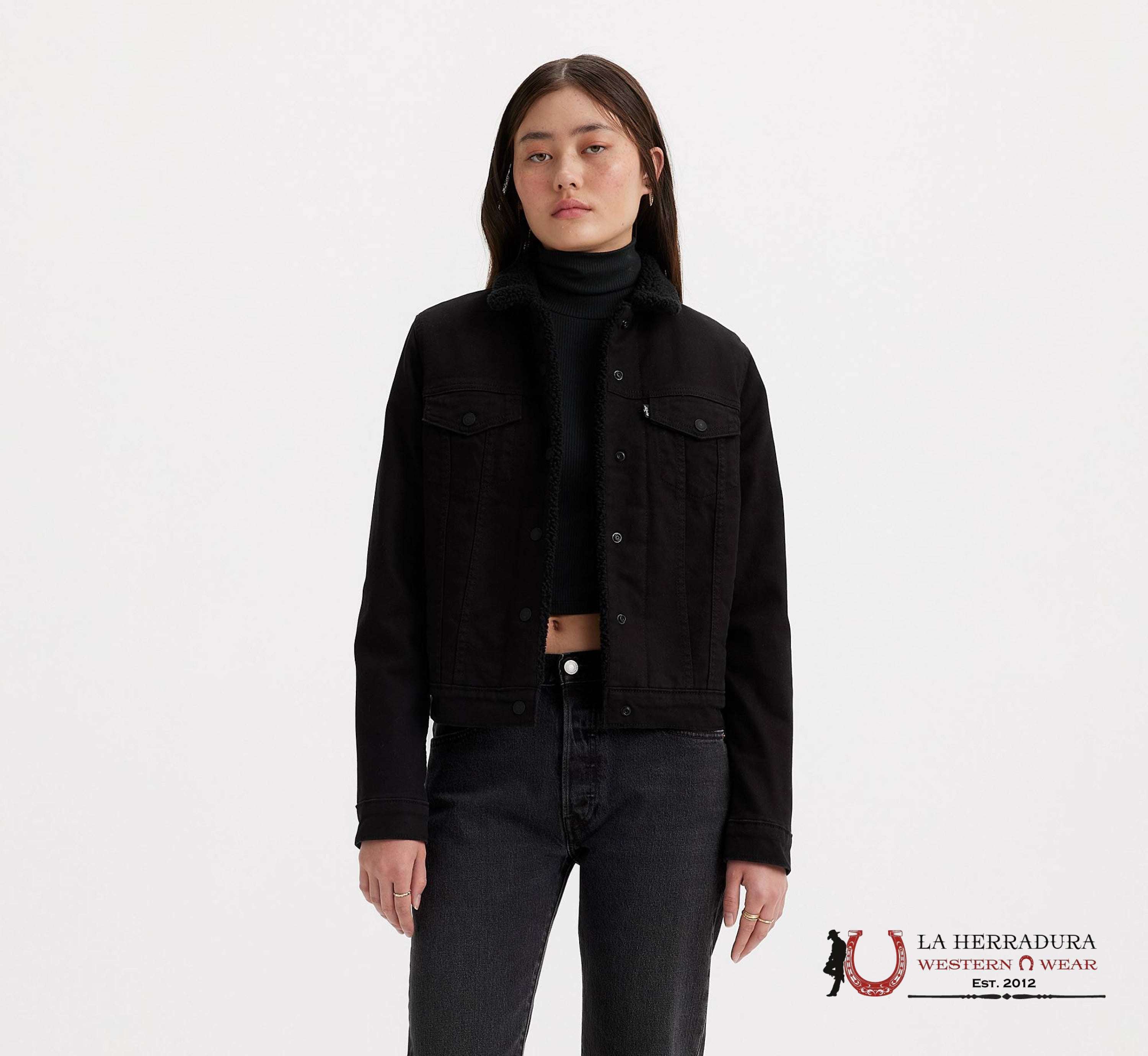 LEV'S ORIGINAL SHERPA TRUCKER BLACK JACKET LADIES 361360020