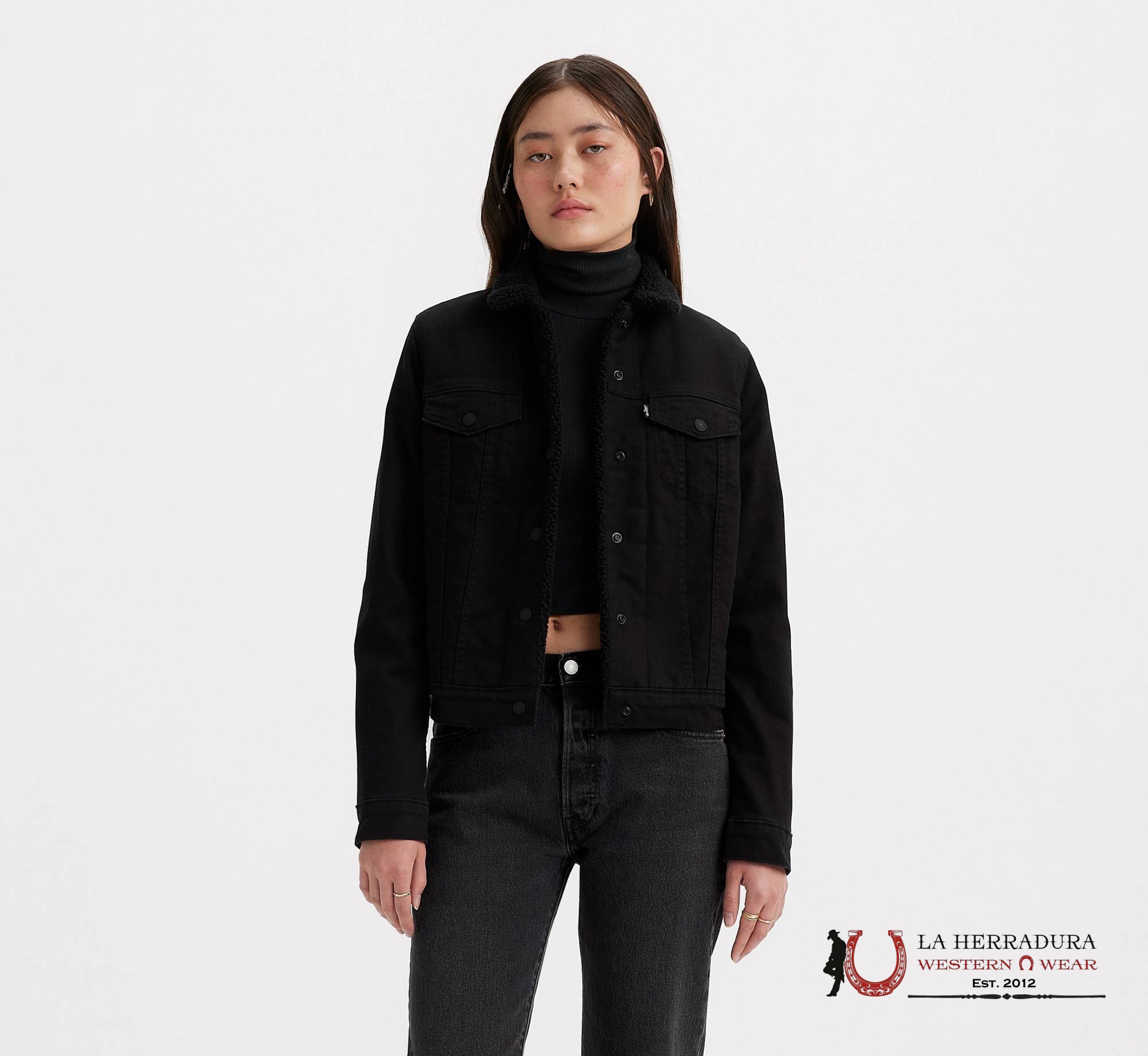 Levi’s Original Sherpa Trucker Black Jacket Ladies Ropa Mujeres
