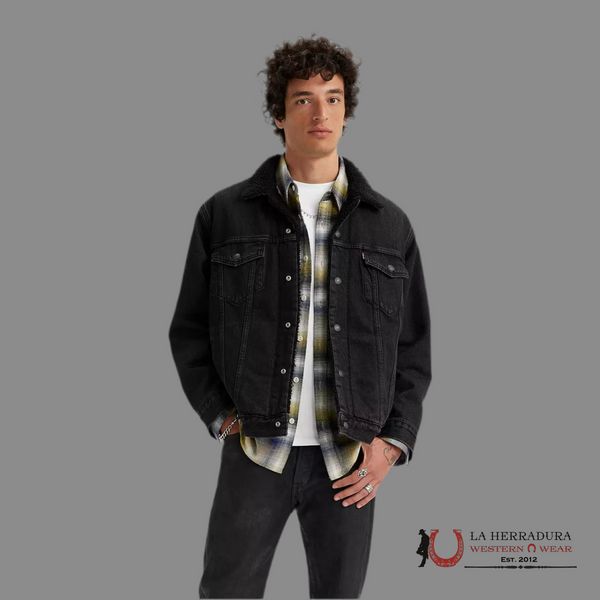 LEVI’S(R) JS 別注 TYPE III TRUCKER JACKET Lev's Type III Sherpa Black Trucker Jacket - 0223