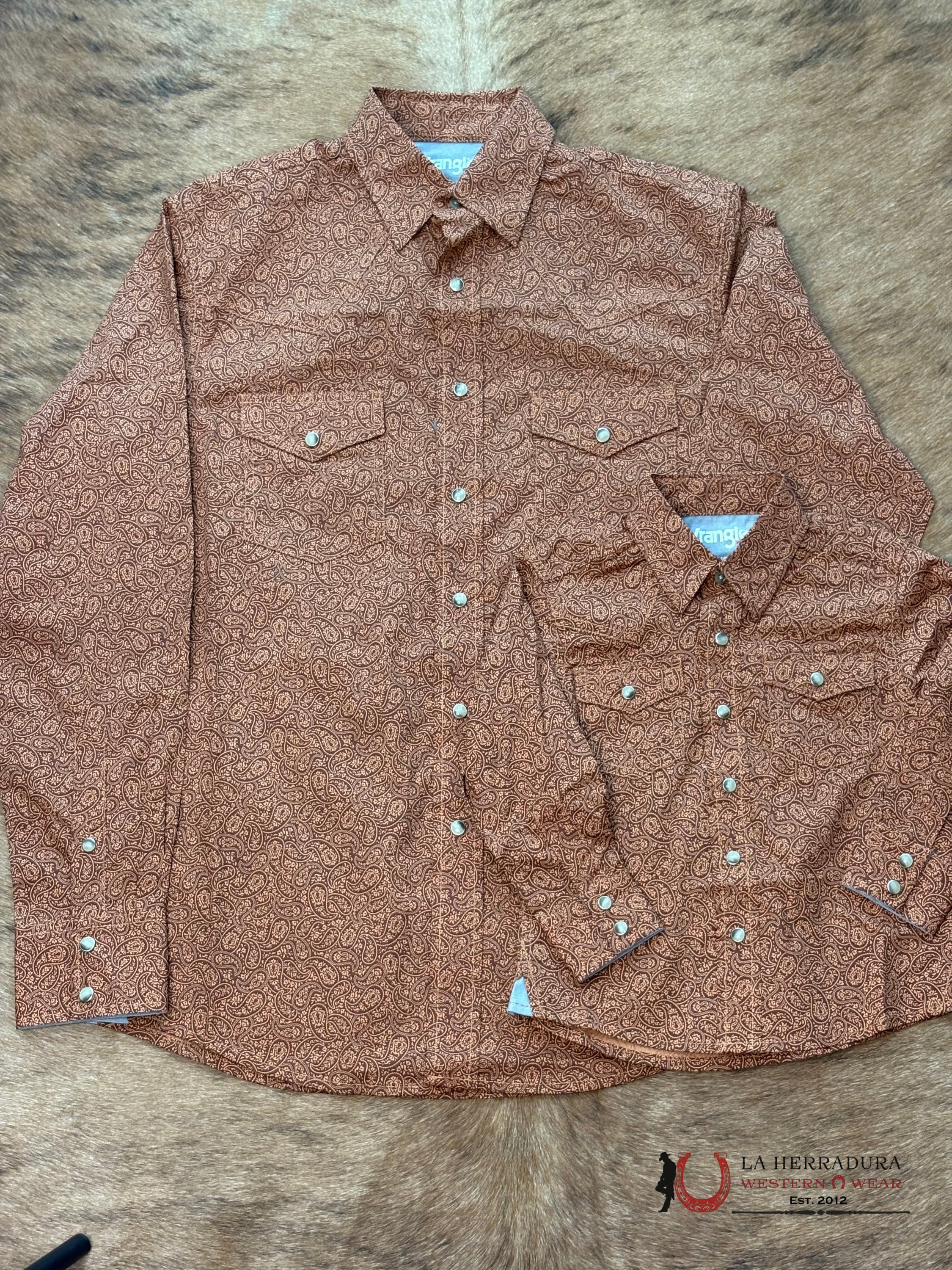 LITTLE BOY’S WRANGLER RUST LONG SLEEVE SHIRT- 112367916 NIÑOS