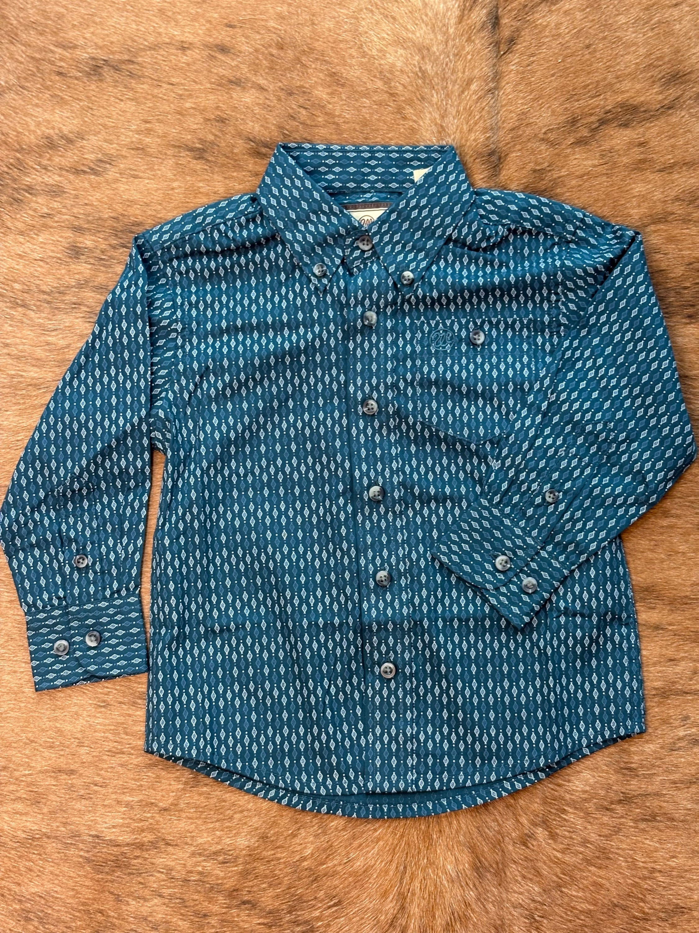 LITTLE BOY’S WRANGLER TEAL LONG SLEEVE SHIRT- 112367715 NIÑOS