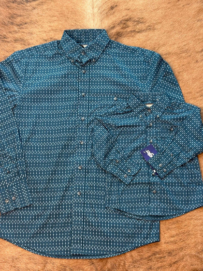 CAMISA WRANGLER DE MANGA LARGA AZUL VERDOSO PARA NIÑO PEQUEÑO - 112367715