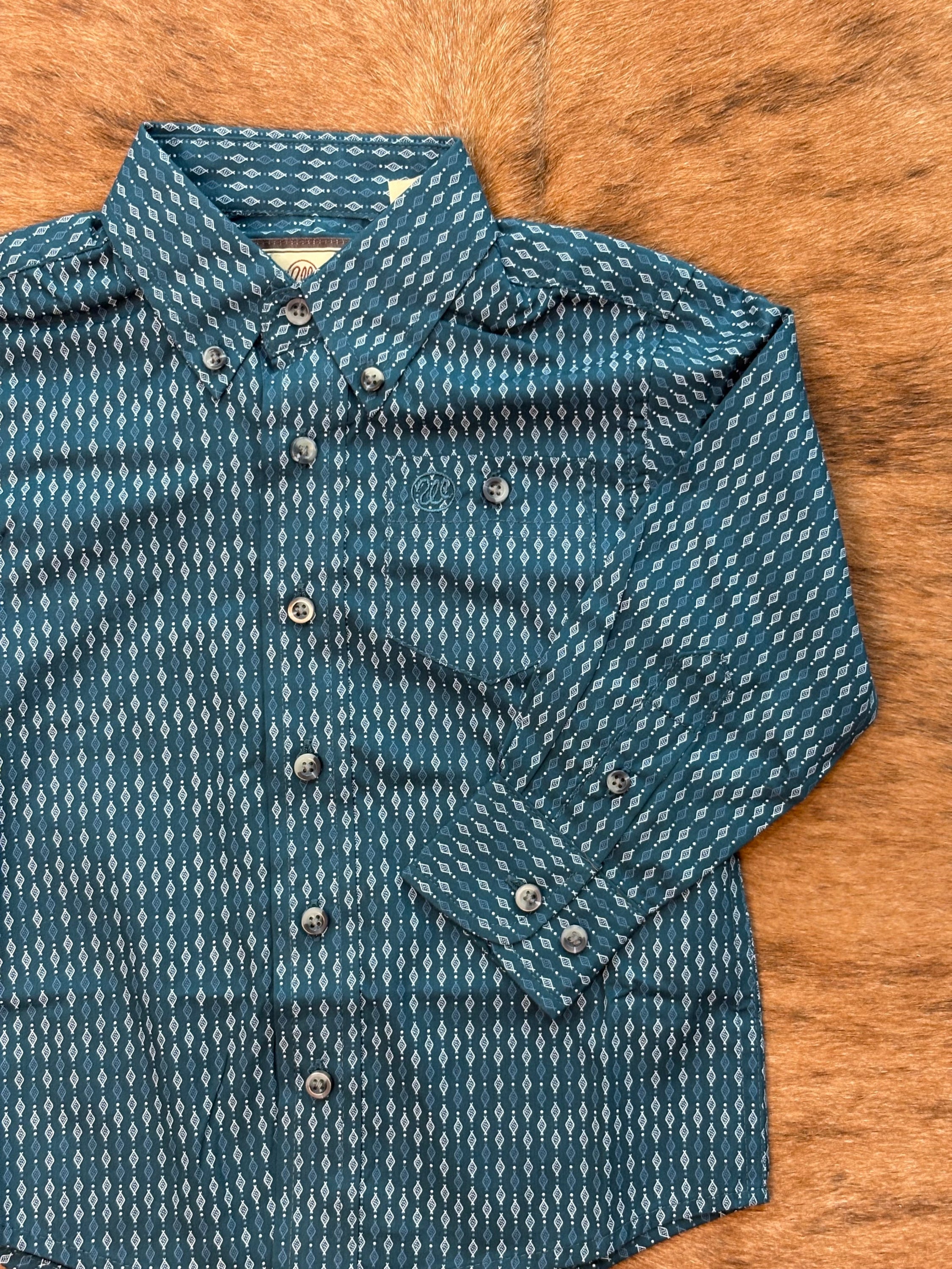 LITTLE BOY’S WRANGLER TEAL LONG SLEEVE SHIRT- 112367715 NIÑOS